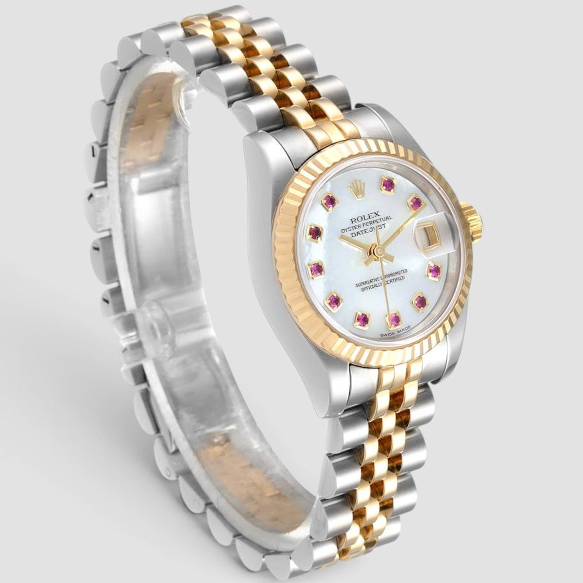 Lady-Datejust 26 Mother-of-Pearl Ruby Dial Jubilee