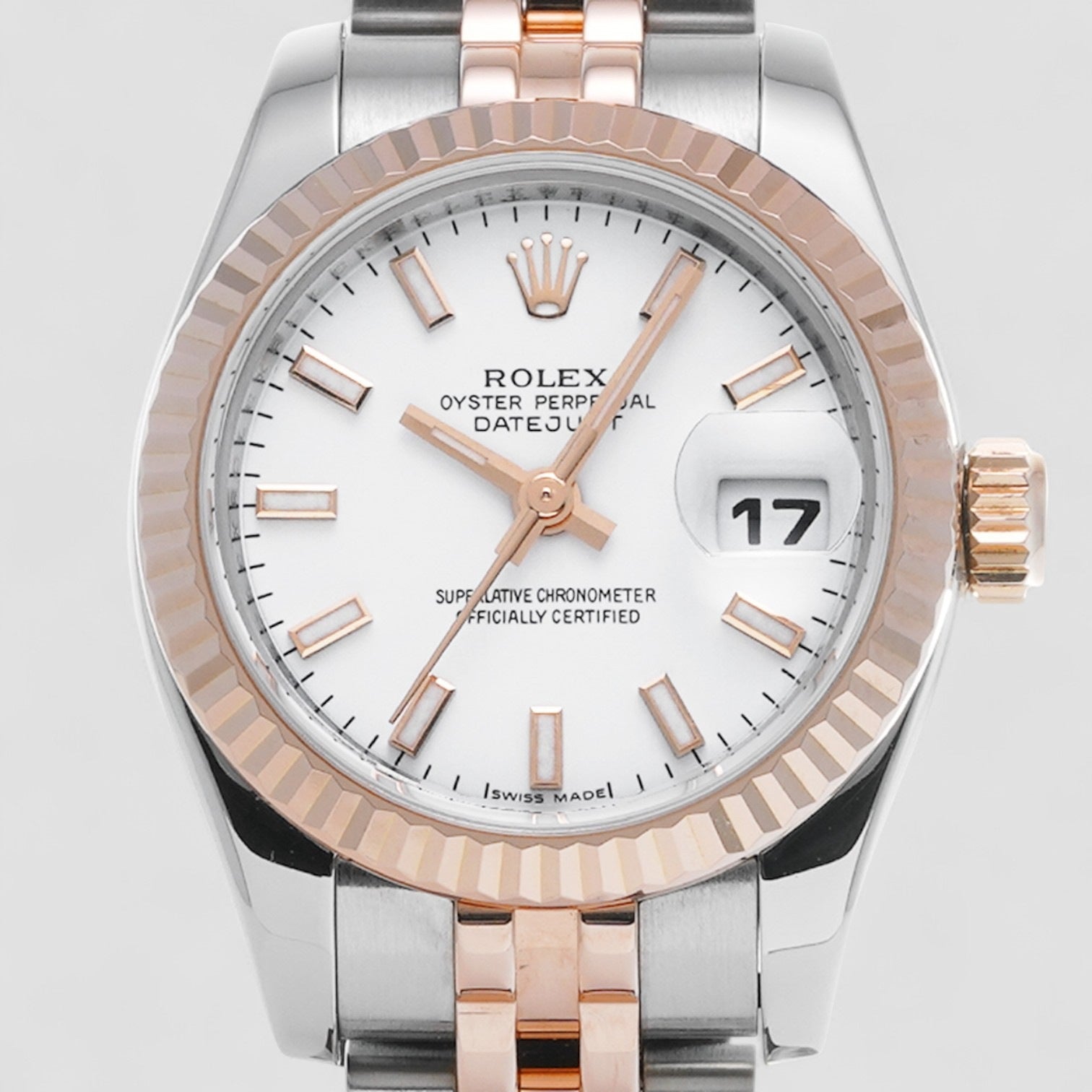 Datejust Steel Rose Gold Silver Dial Ladies Watch