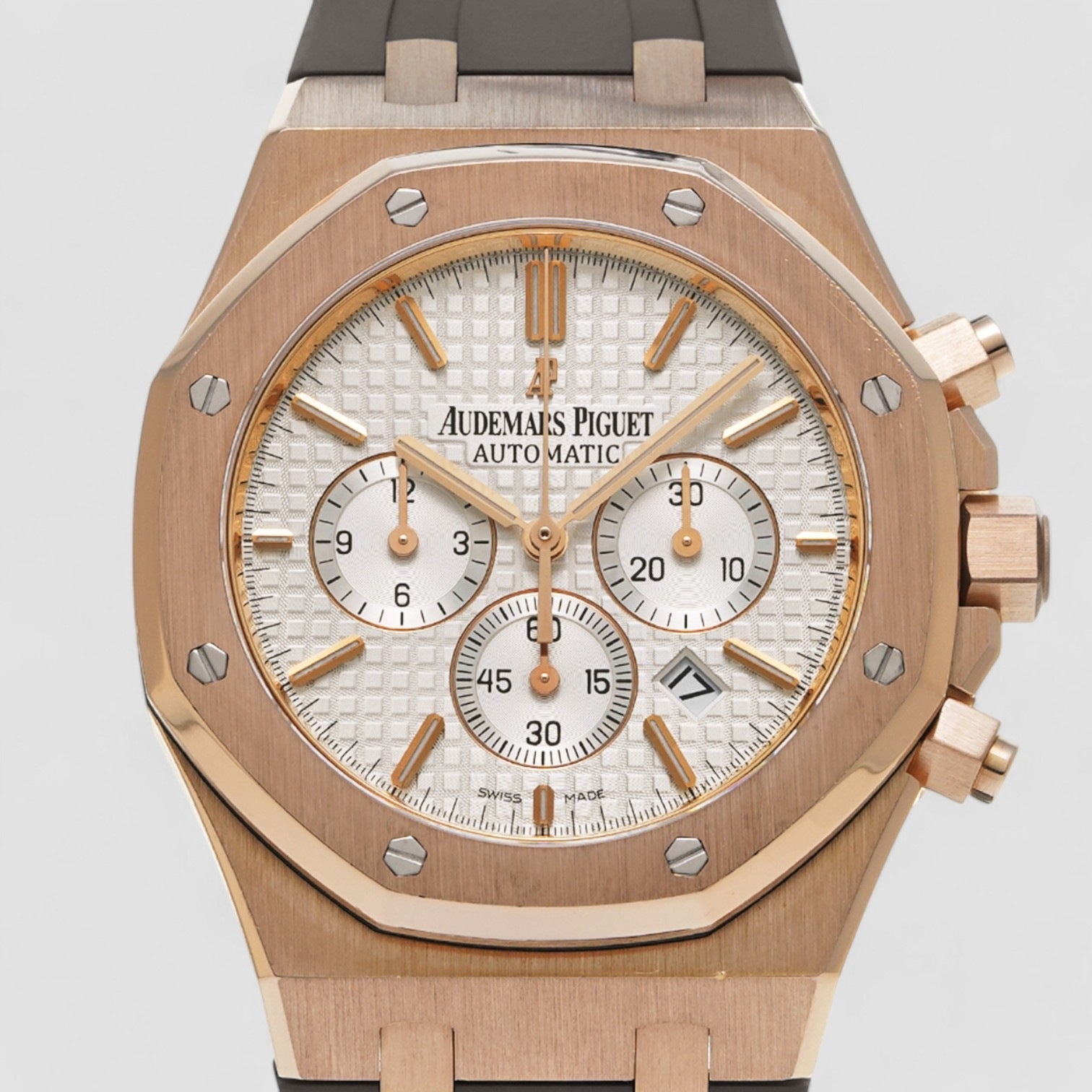 Royal Oak Chronograph Silver Dial / Brown Strap NICE