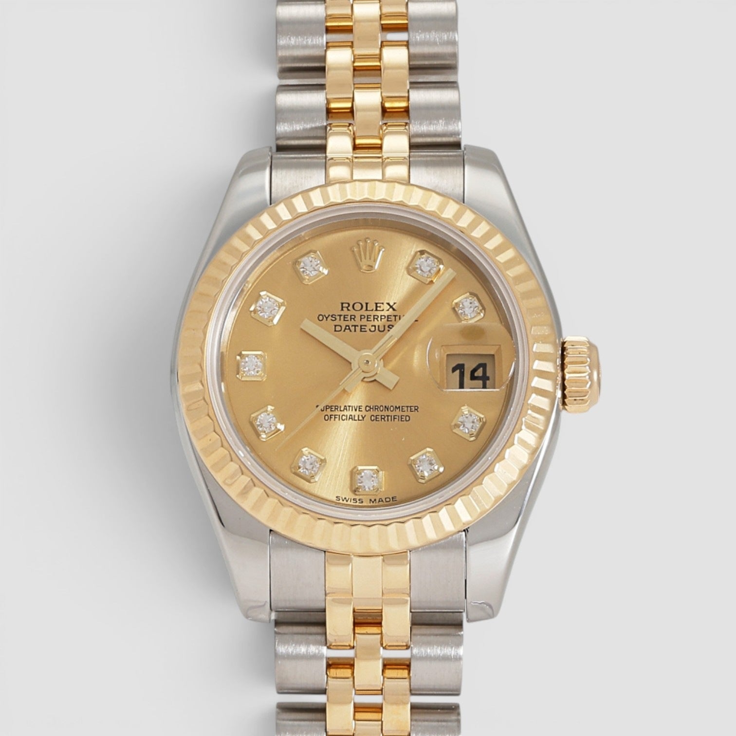 Lady-Datejust 26mm Steel & Yellow Gold Champagne Diamond Dial