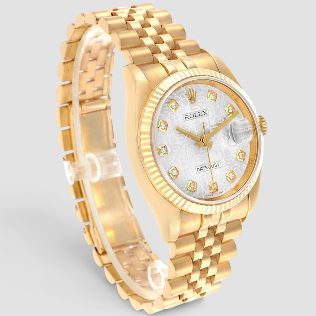 Datejust 36 Yellow Gold Silver Diamond Dial