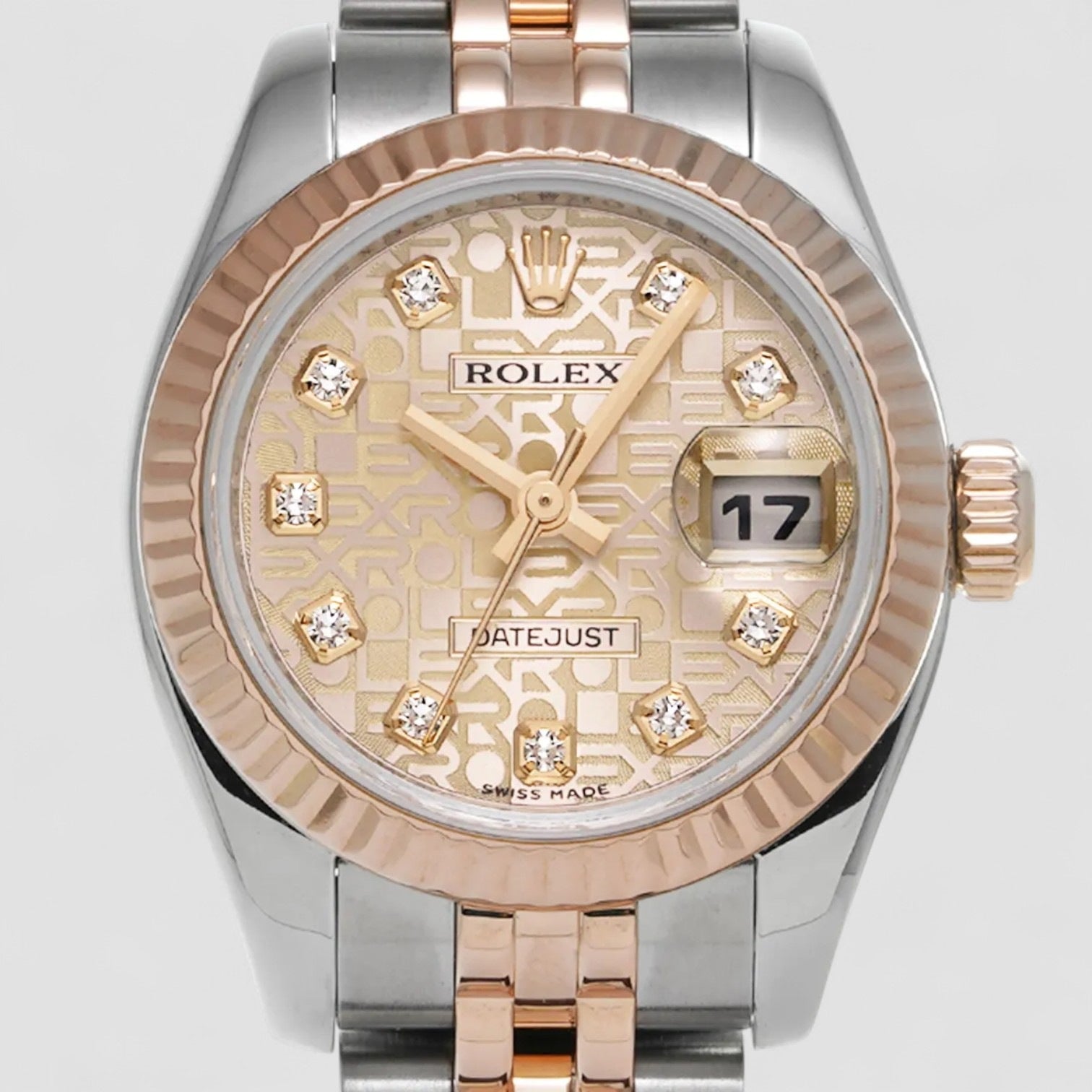 Datejust Steel Rose Gold Pink Diamond Dial Ladies Watch