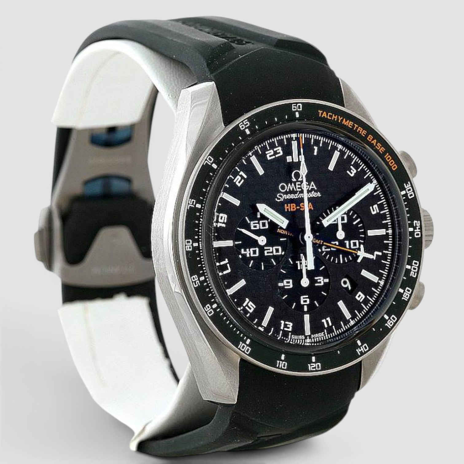 Speedmaster HB-SIA Co-Axial GMT 44.25mm Titanium Black Carbon Dial