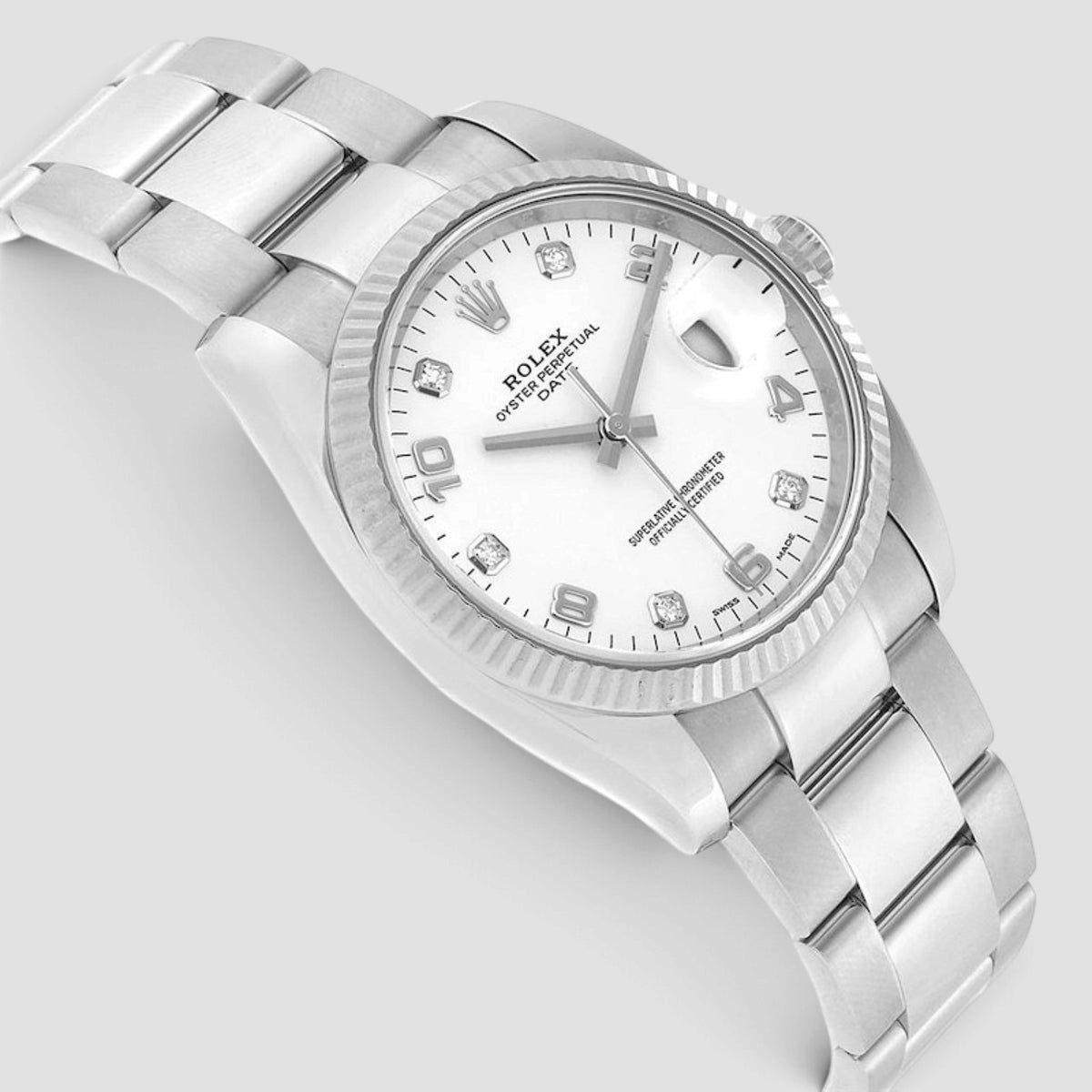 Oyster Perpetual Date 34 White Diamond Dial