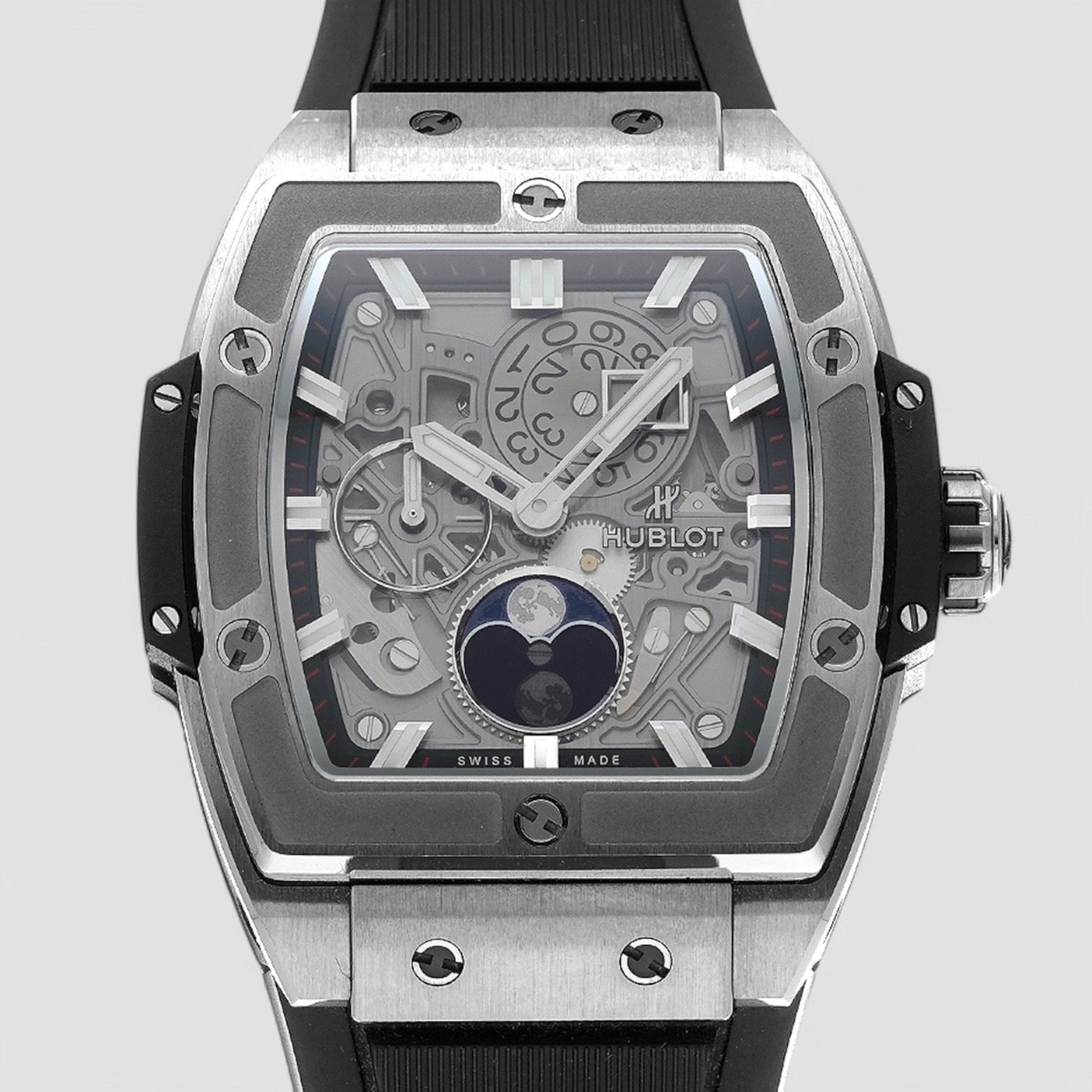 Spirit of Big Bang Big Date Moonphase Titanium Skeleton Dial / Deployant Description