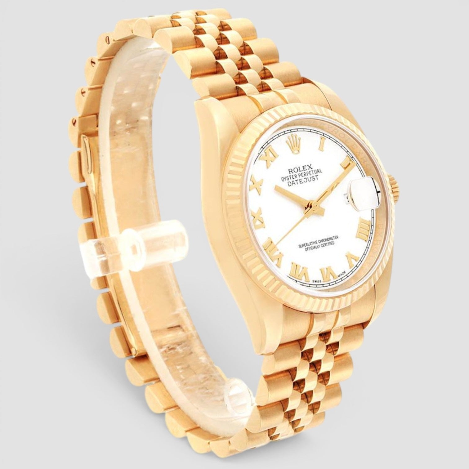 Datejust 36mm 18K Yellow Gold White Roman Dial