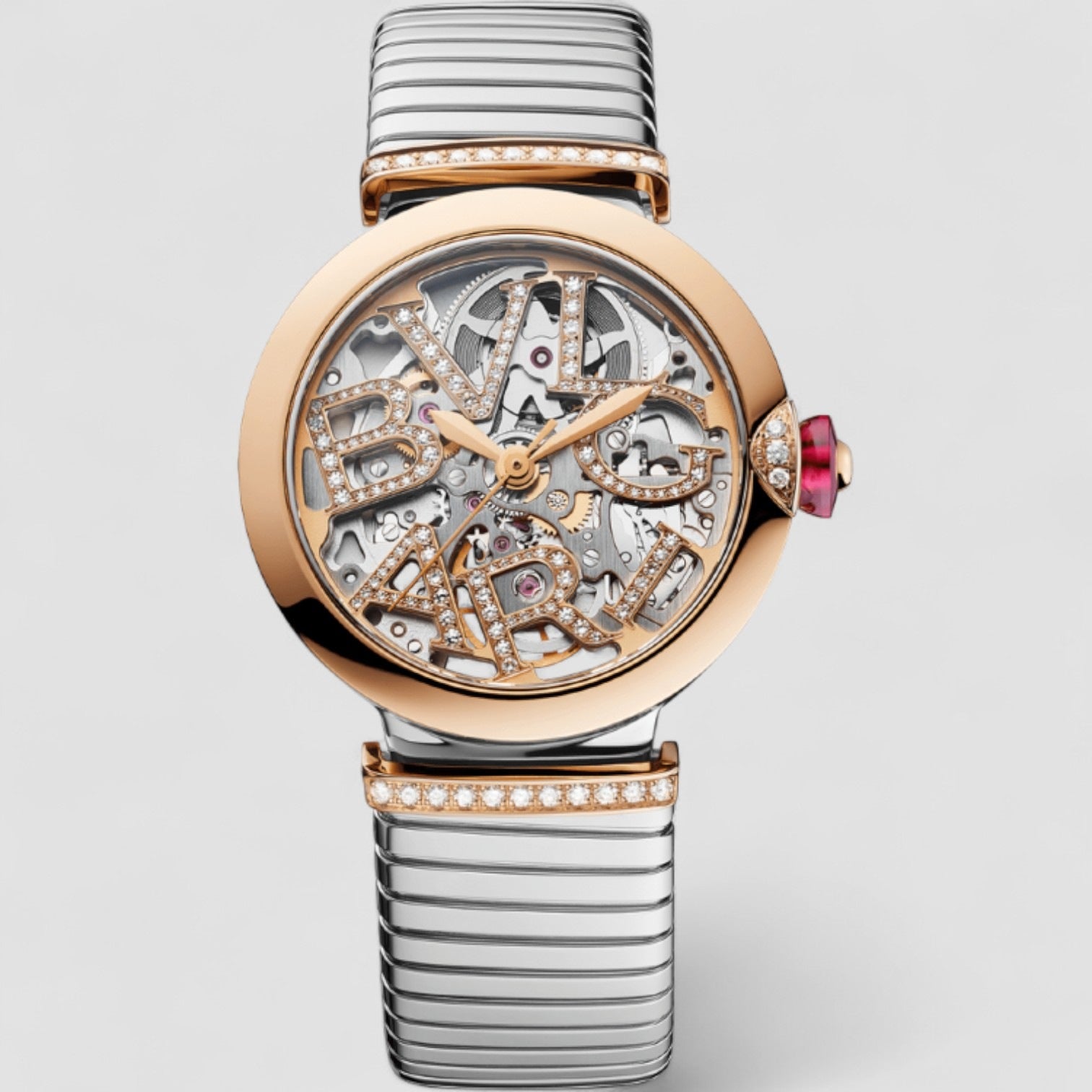 LVCEA Automatic Skeleton Dial 18kt Rose Gold Ladies Watch