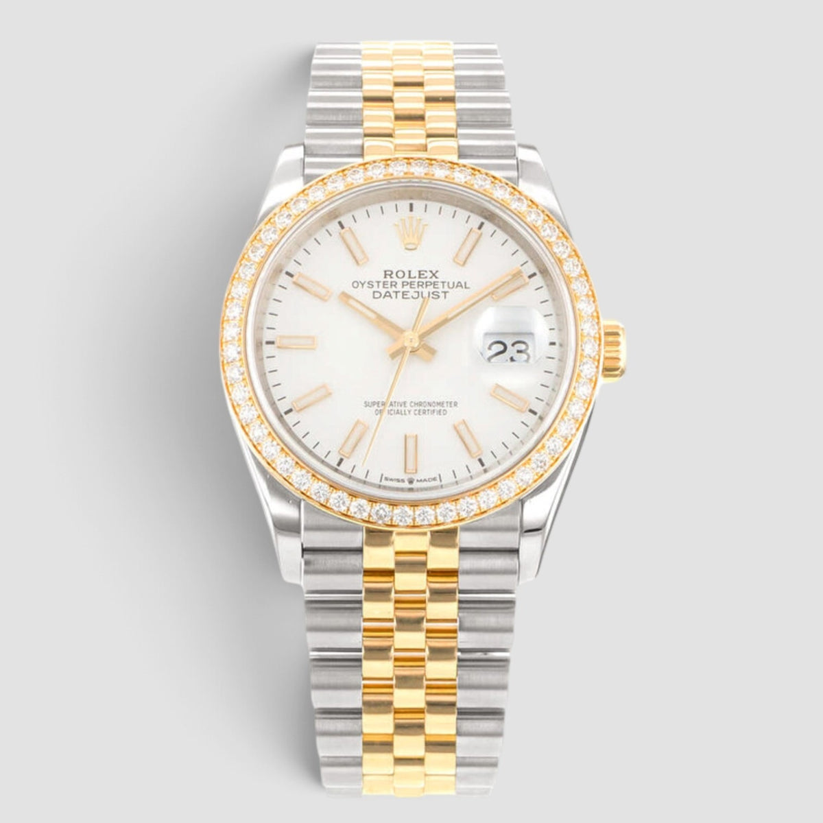 Datejust 36 White Dial Diamond Bezel Jubilee