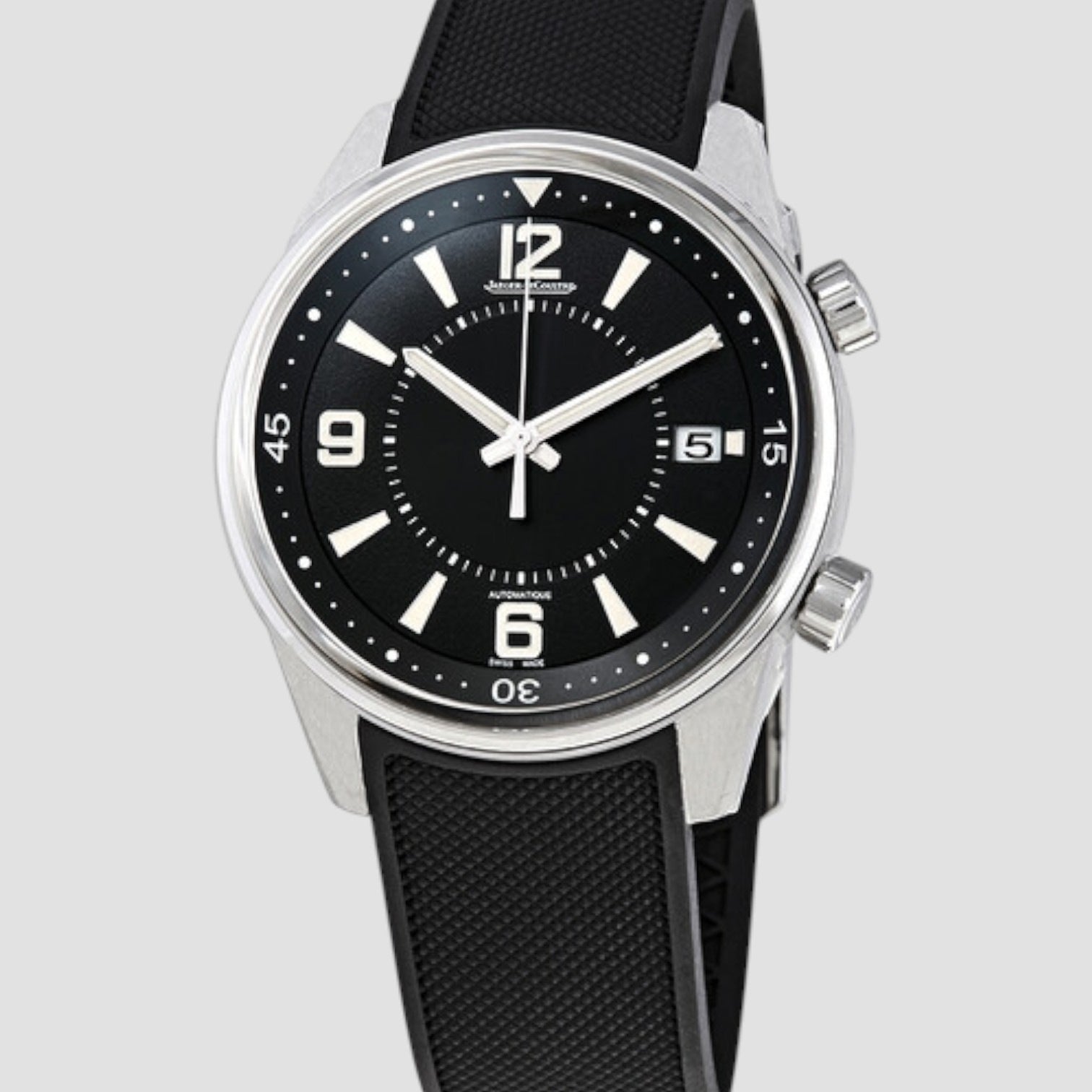 Polaris Date Automatic Black Dial Men's Rubber Watch