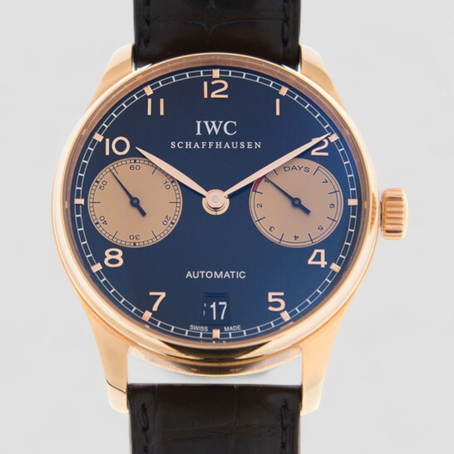 Portuguese 7 Day Automatic 18K Rose Gold Black Dial Boutique Edition