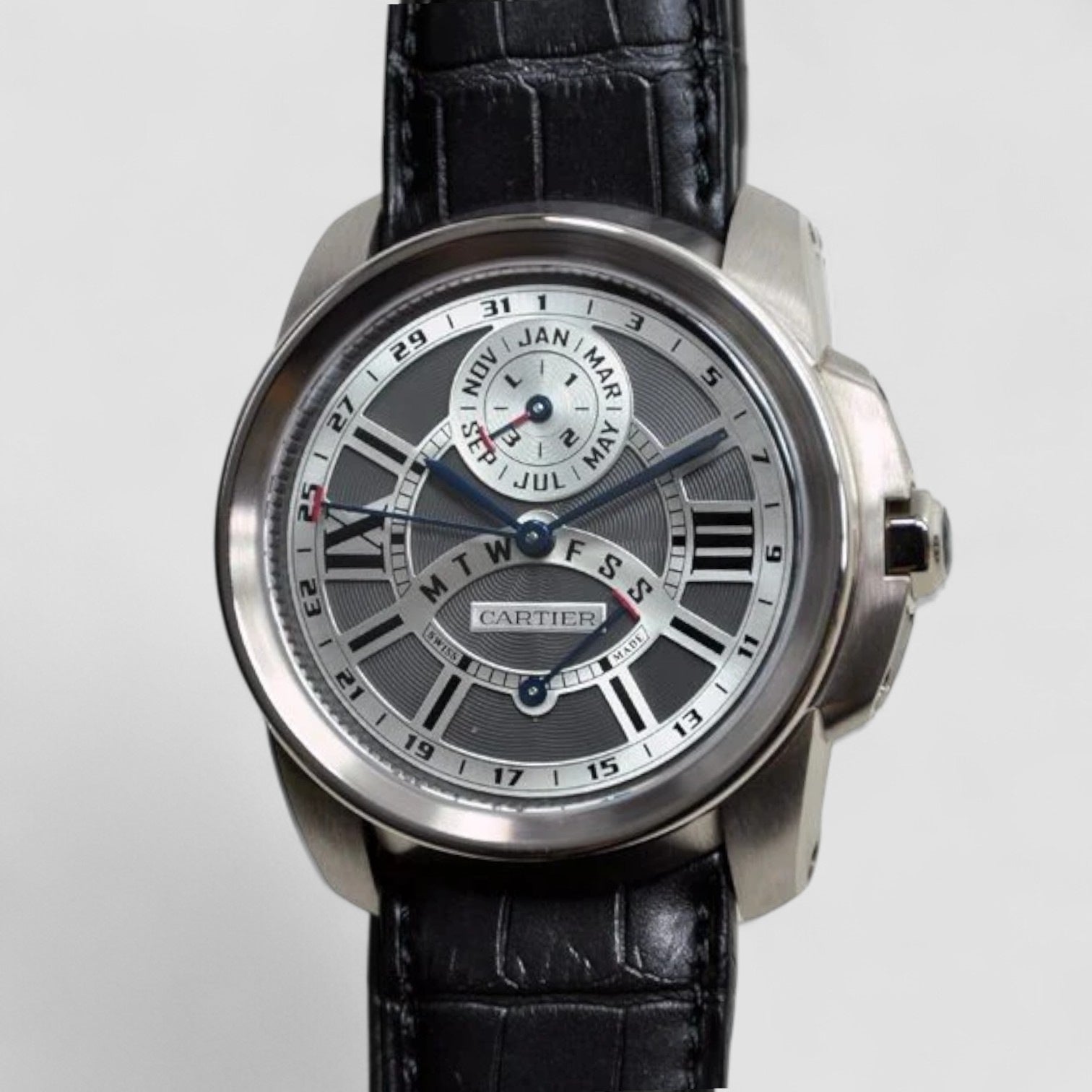 Calibre de Cartier Perpetual Calendar 18 kt White Gold Men's Watch