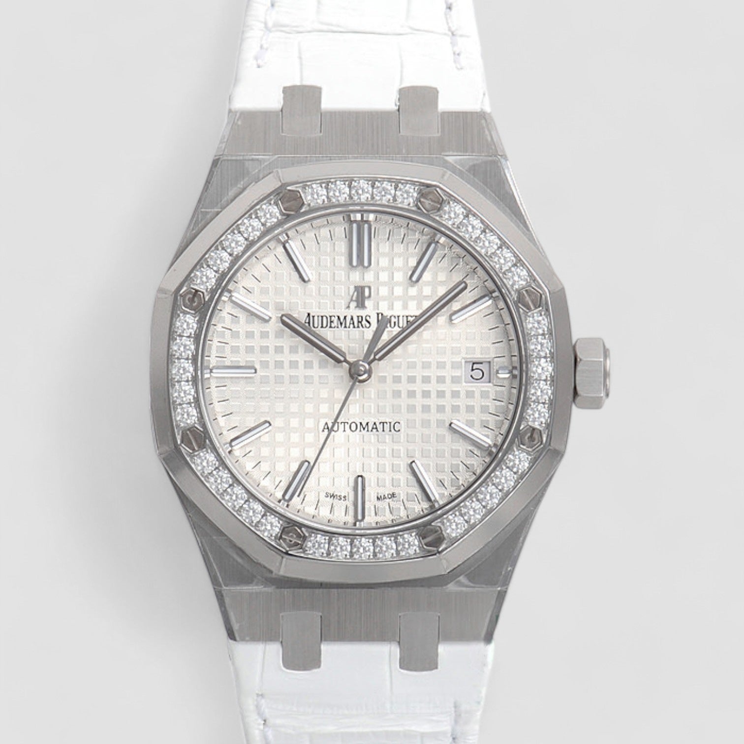 Royal Oak Selfwinding Stainless Steel Silver Index Diamond Bezel