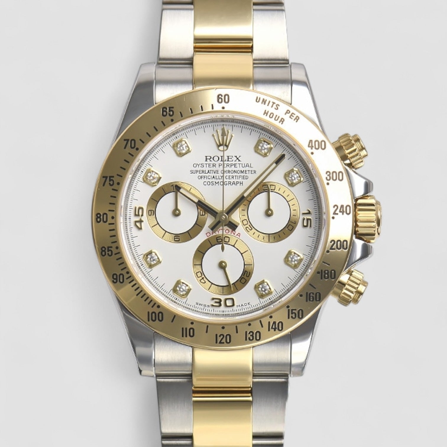 Daytona Steel and Gold White Diamond Dial