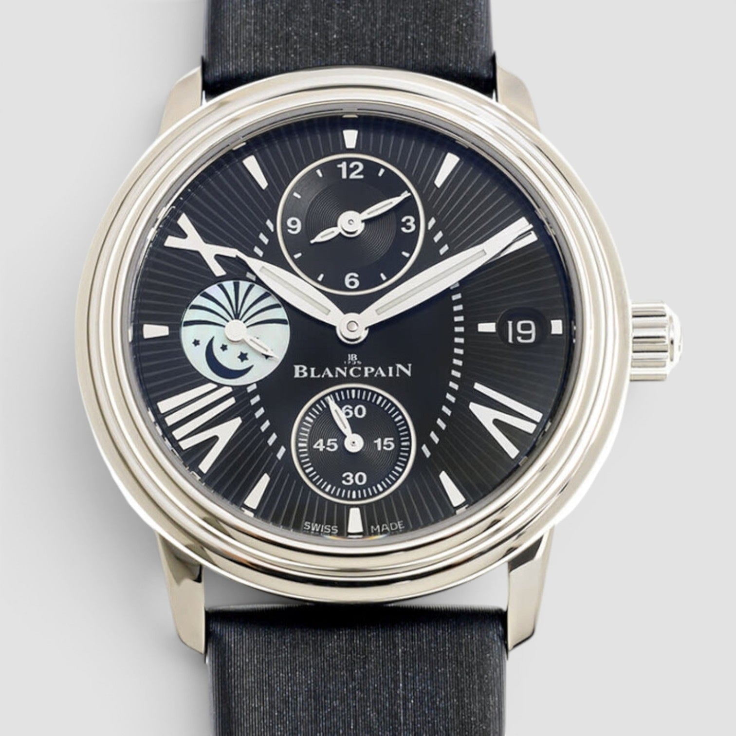 Léman Moonphase 34mm Steel Black Dial