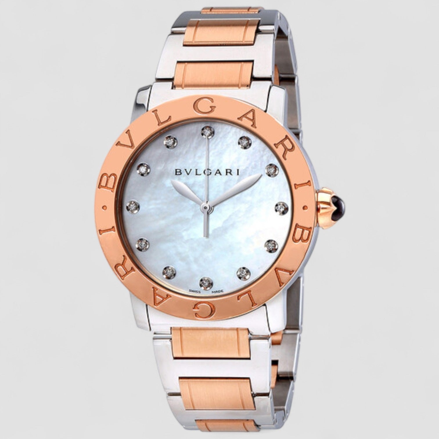 Automatic White Mother of Pearl Diamond Dial 37mm Ladies Watch