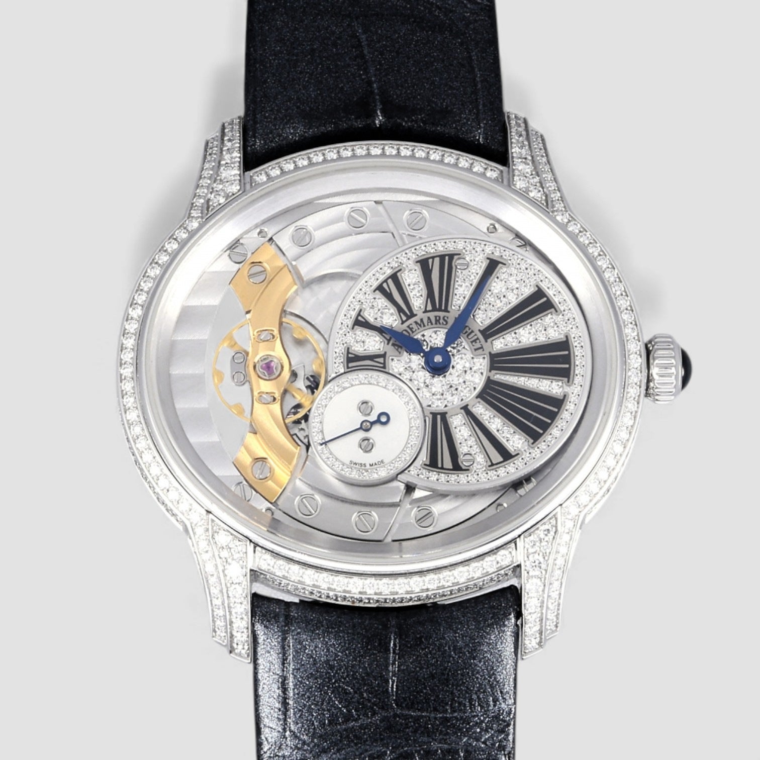Millenary 39.5MM Skeleton Dial Leather Strap