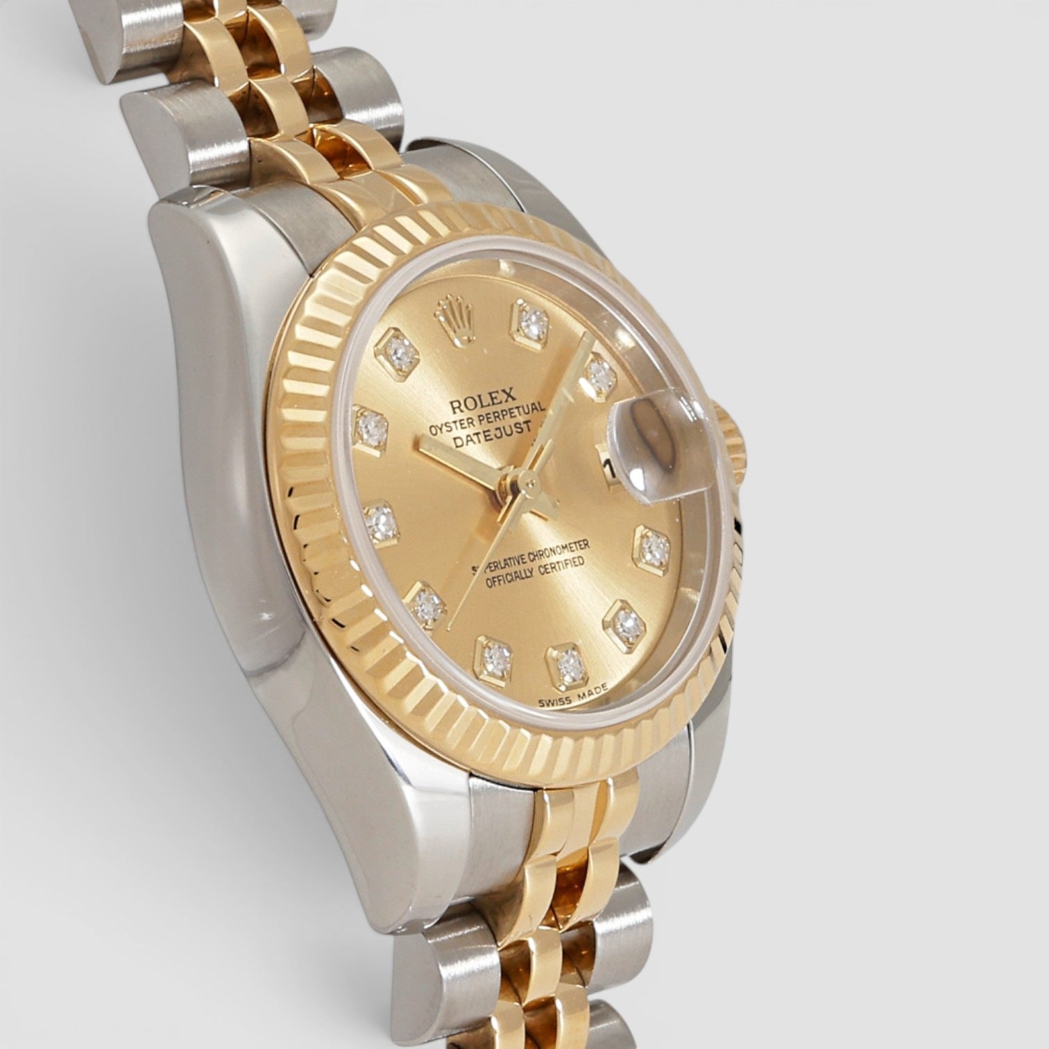 Lady-Datejust 26mm Steel & Yellow Gold Champagne Diamond Dial