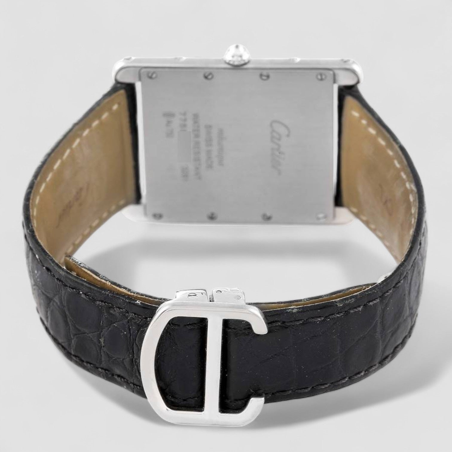 Tank Louis XL 18k White Gold Diamond Mens Watch