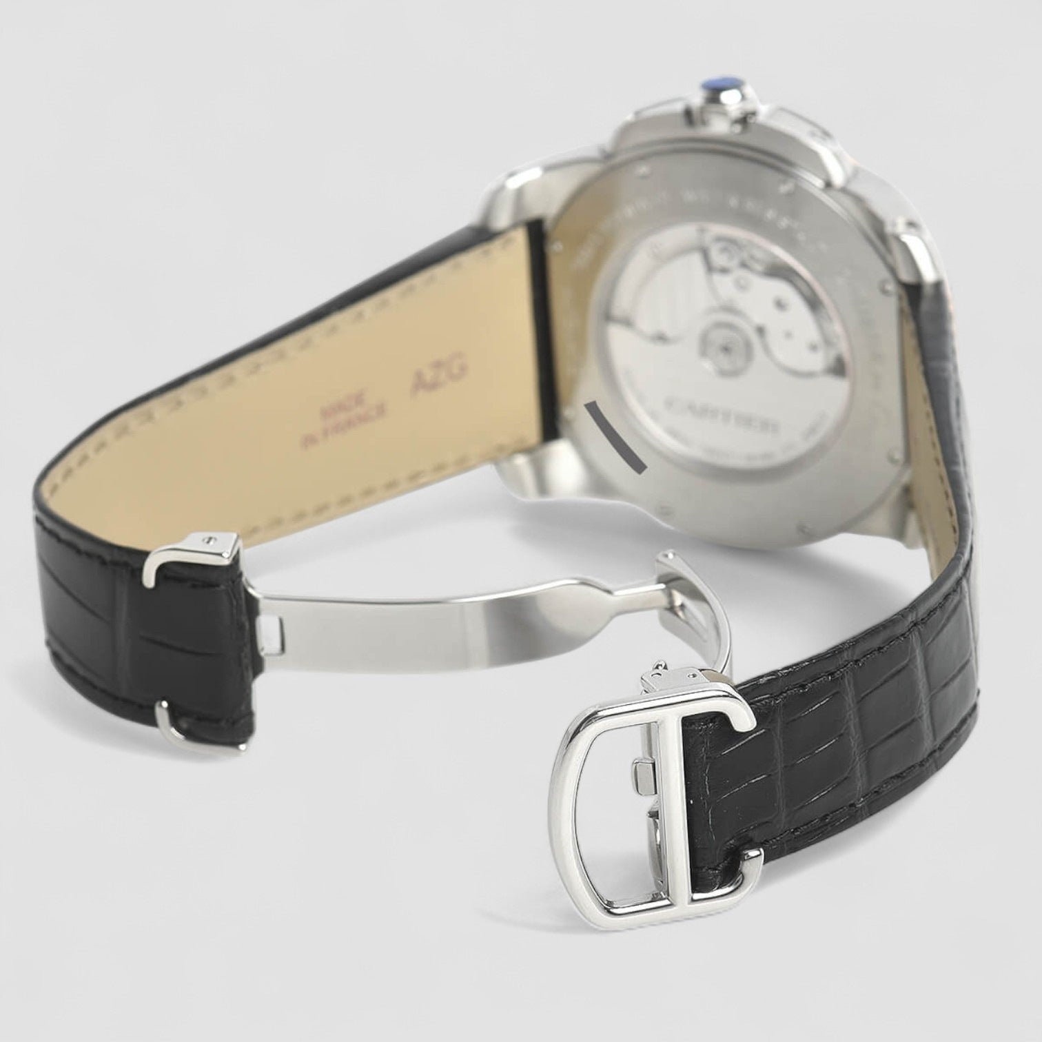 Calibre Steel Rose Gold Silver Dial Mens Watch