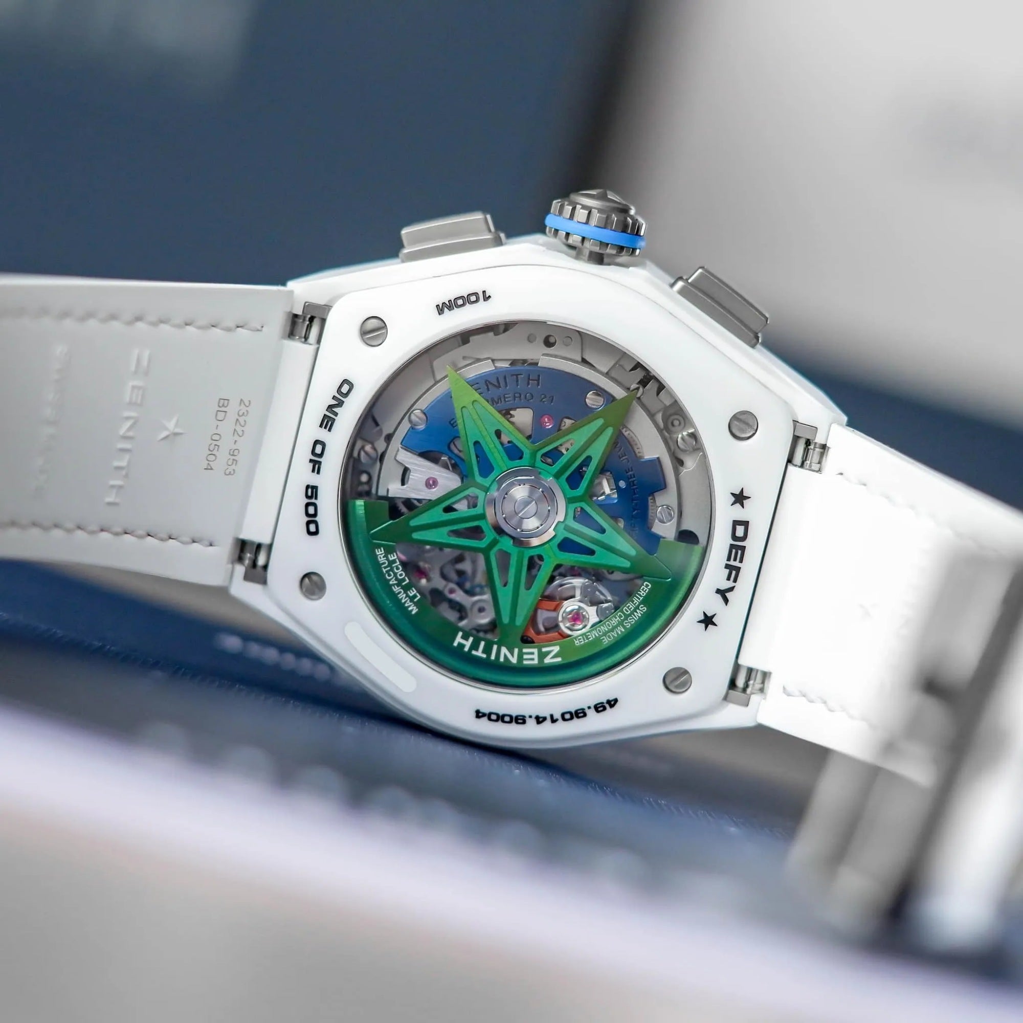 Defy 21 Chroma II Watch - 44 mm White Ceramic Case - White Openworked Dial - White Rubber