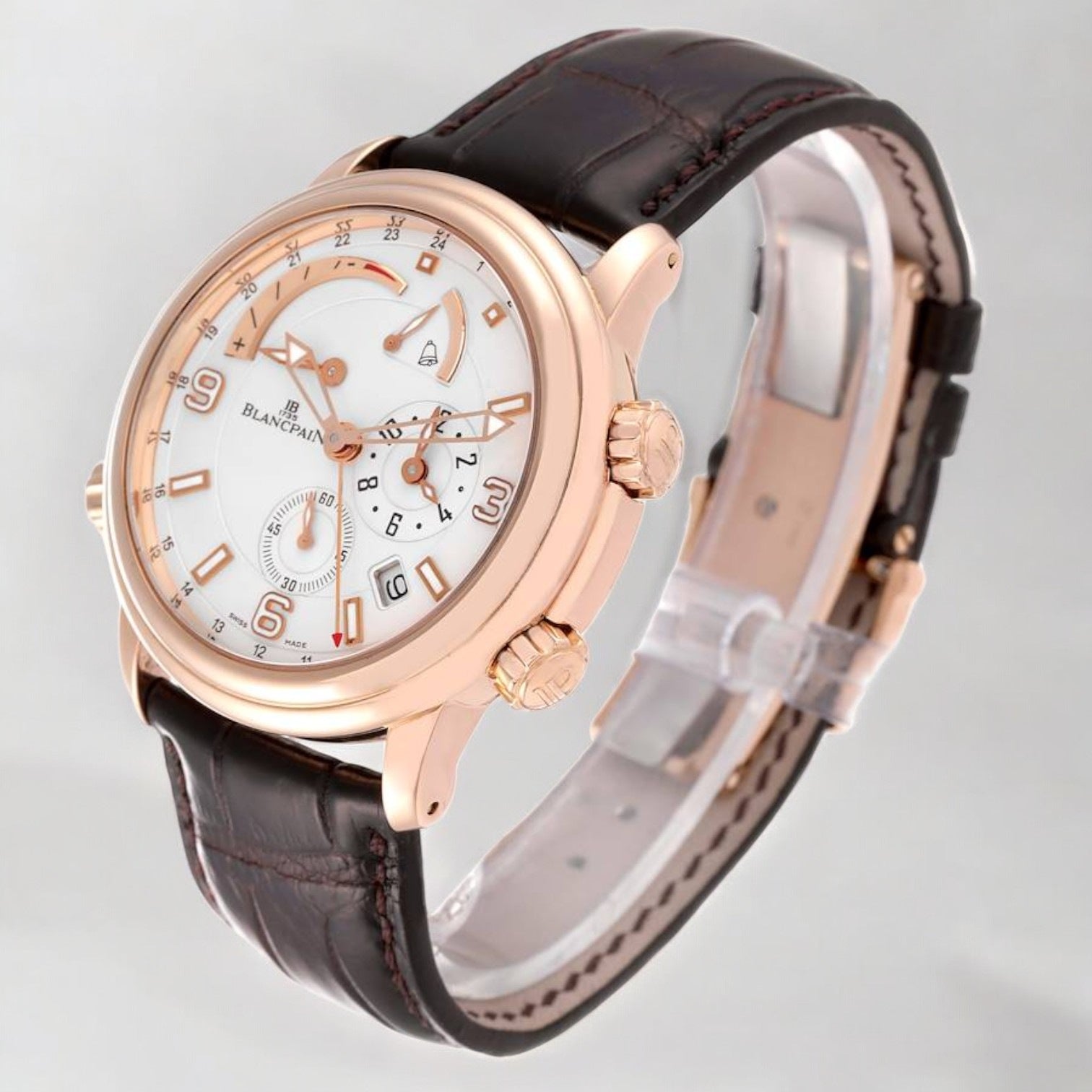 Leman Reveil GMT Alarm Rose Gold Mens Watch
