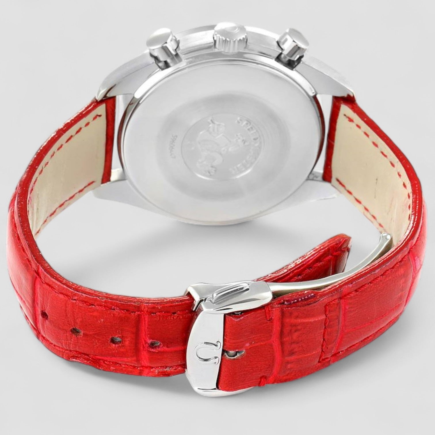 Speedmaster Mother of Pearl Red Strap Ladies Watch