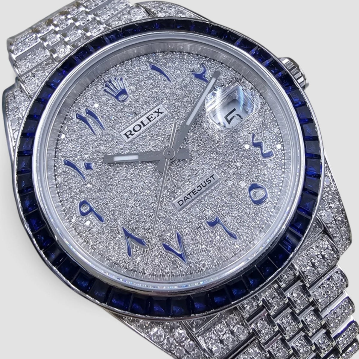 Datejust 41 Iced-Out Arabic Dial Blue Bezel