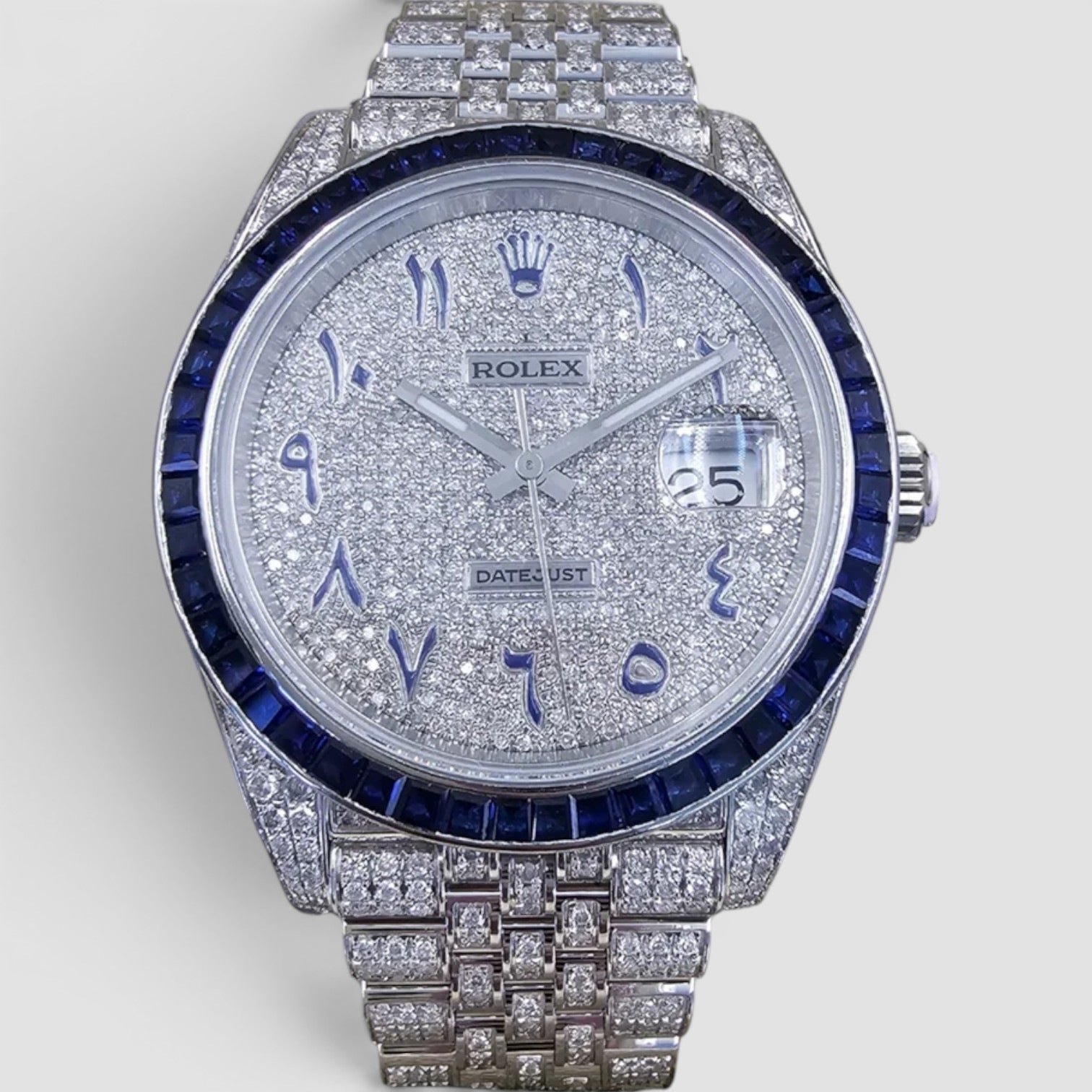 Datejust 41 Iced out Arabic Dial Blue bezel