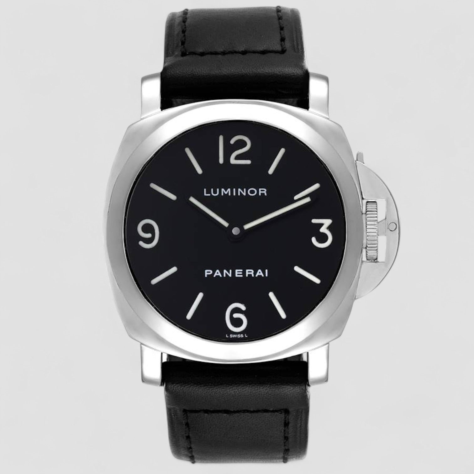 Luminor Base 44mm Black Dial Steel Mens Watch