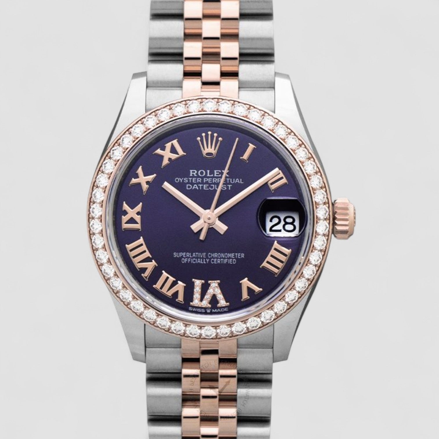 Datejust Automatic Purple Dial Stainless Steel Ladies Watch