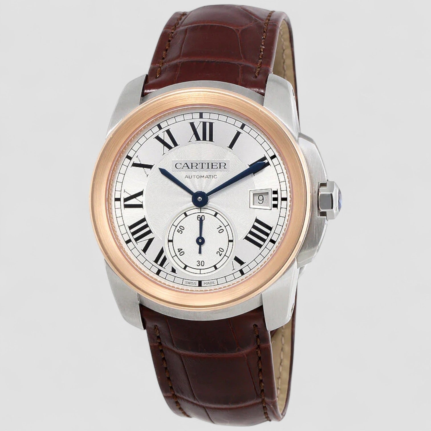 Calibre de Cariter Silver Dial Rose Gold Men's Watch