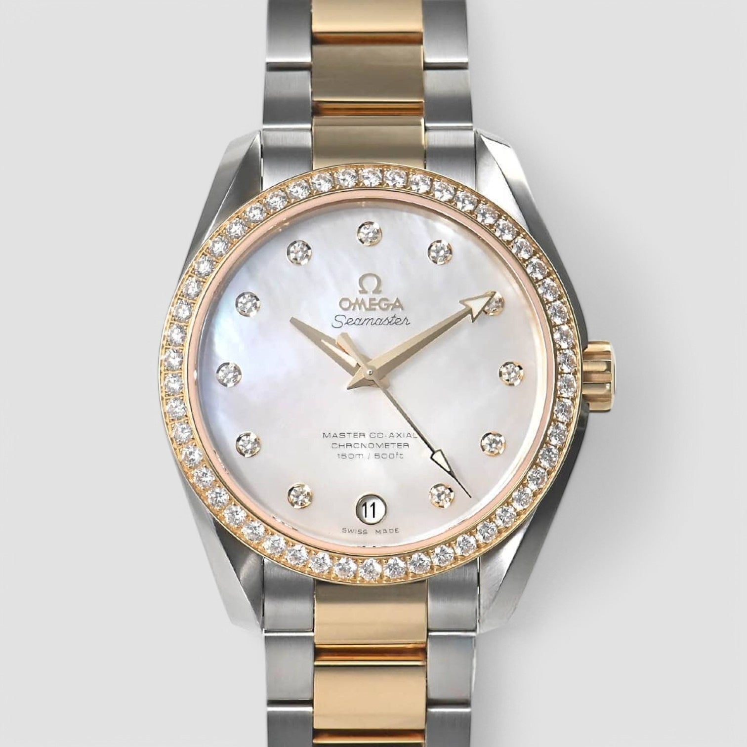Seamaster Aqua Terra Automatic Chronometer Diamond White Mother of Pearl Dial Watch