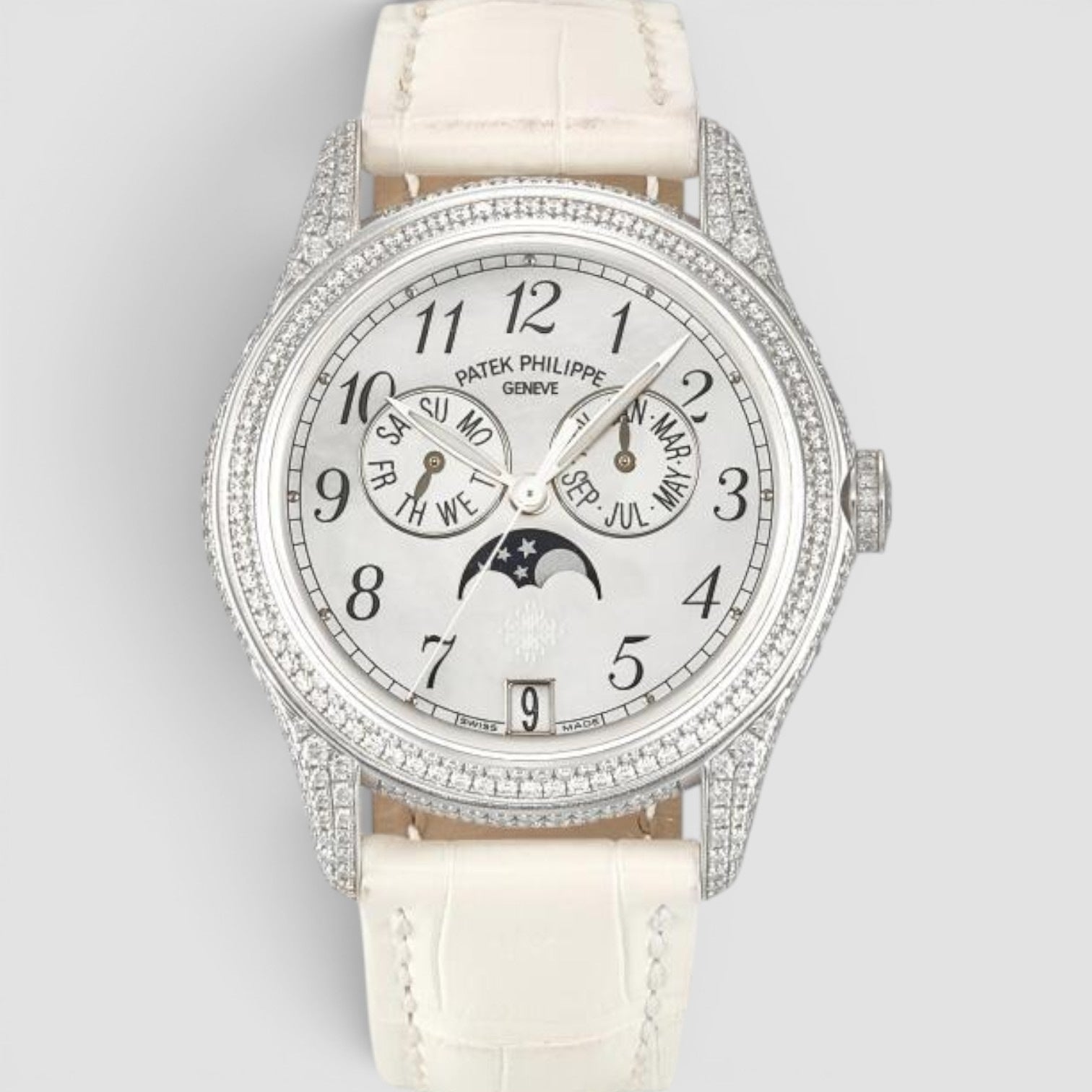 Annual Calendar Moon Phase Diamond Bezel