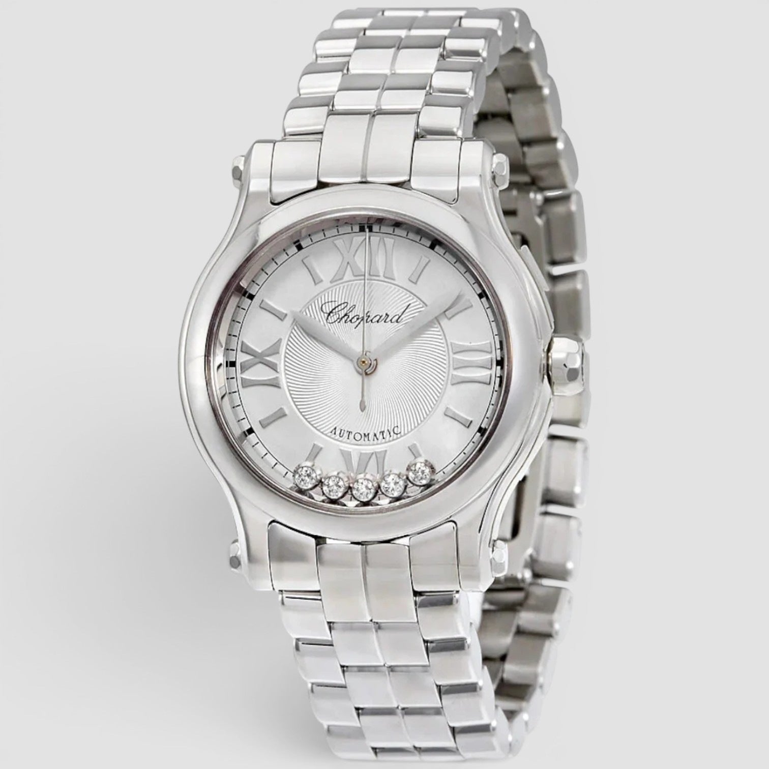 Happy Sport Automatic 30mm Steel Silver Dial Diamond