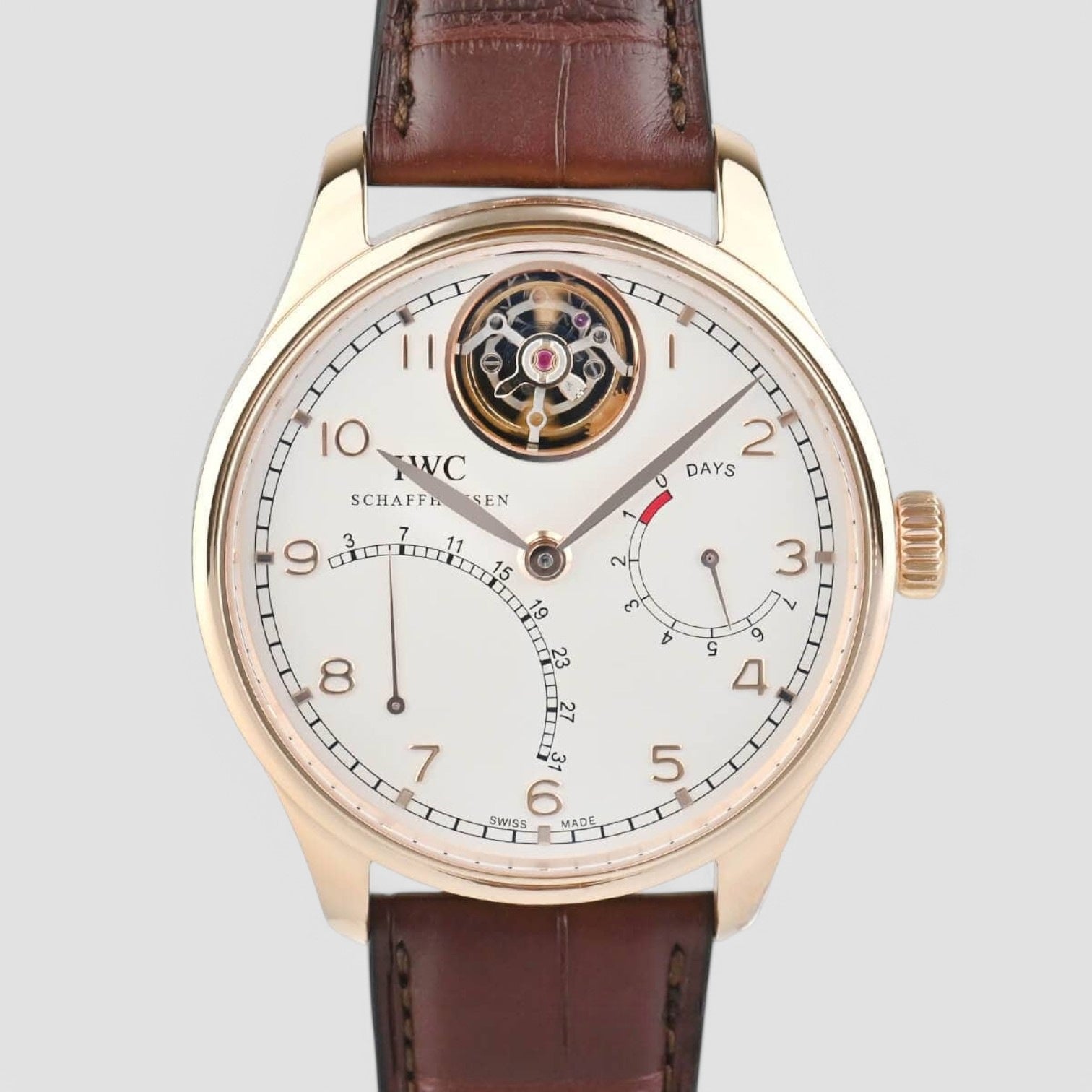 Portuguese Tourbillon Mystere Retrograde 18K Rose Gold Automatic Men's Watch