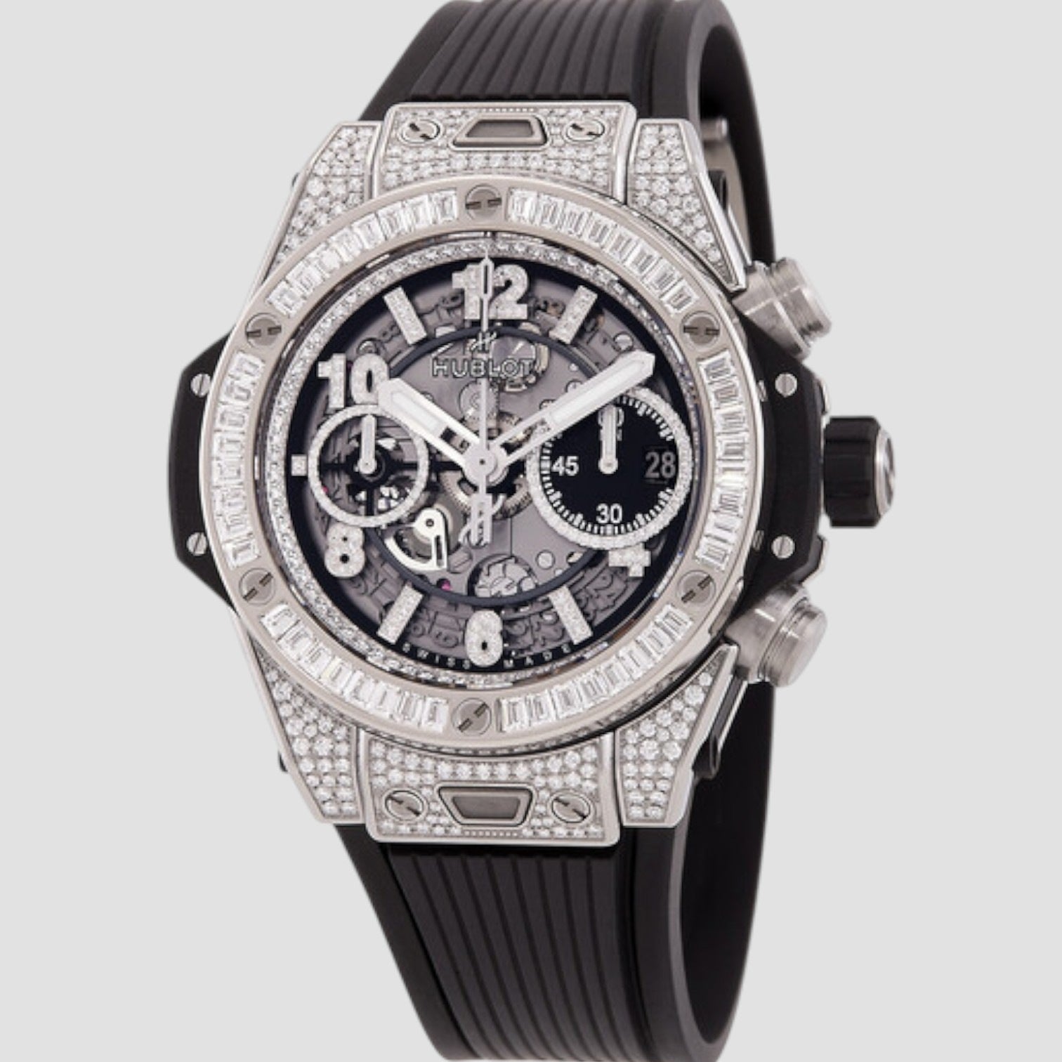 Big Bang Unico Titanium Jewellery Chronograph Automatic Diamond Grey Dial Men's Watch