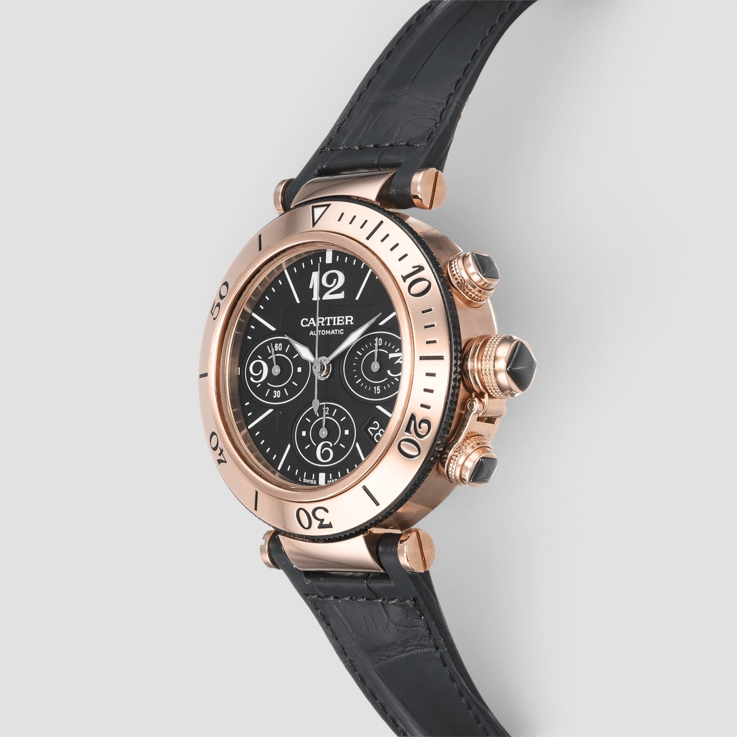 Pasha Seatimer Chronograph 42mm 18K Rose Gold Black Dial