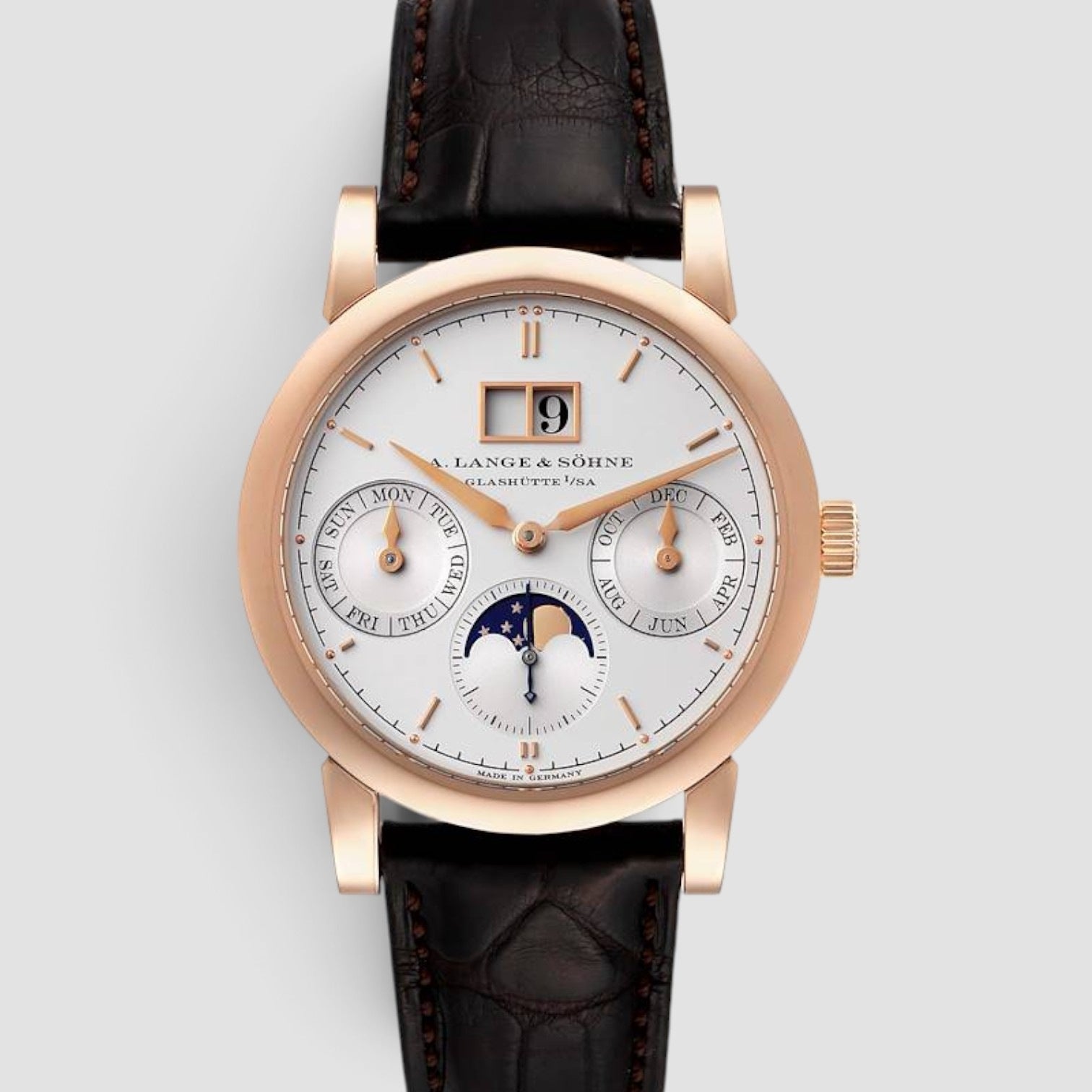 Saxonia Annual Calendar 38mm 18K Rose Gold Silver Dial
