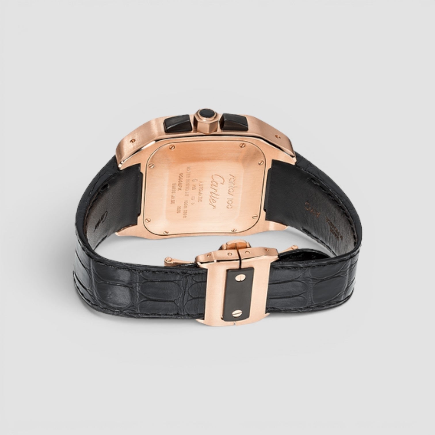 Santos 100 Extra Large 18K Rose Gold Black Dial