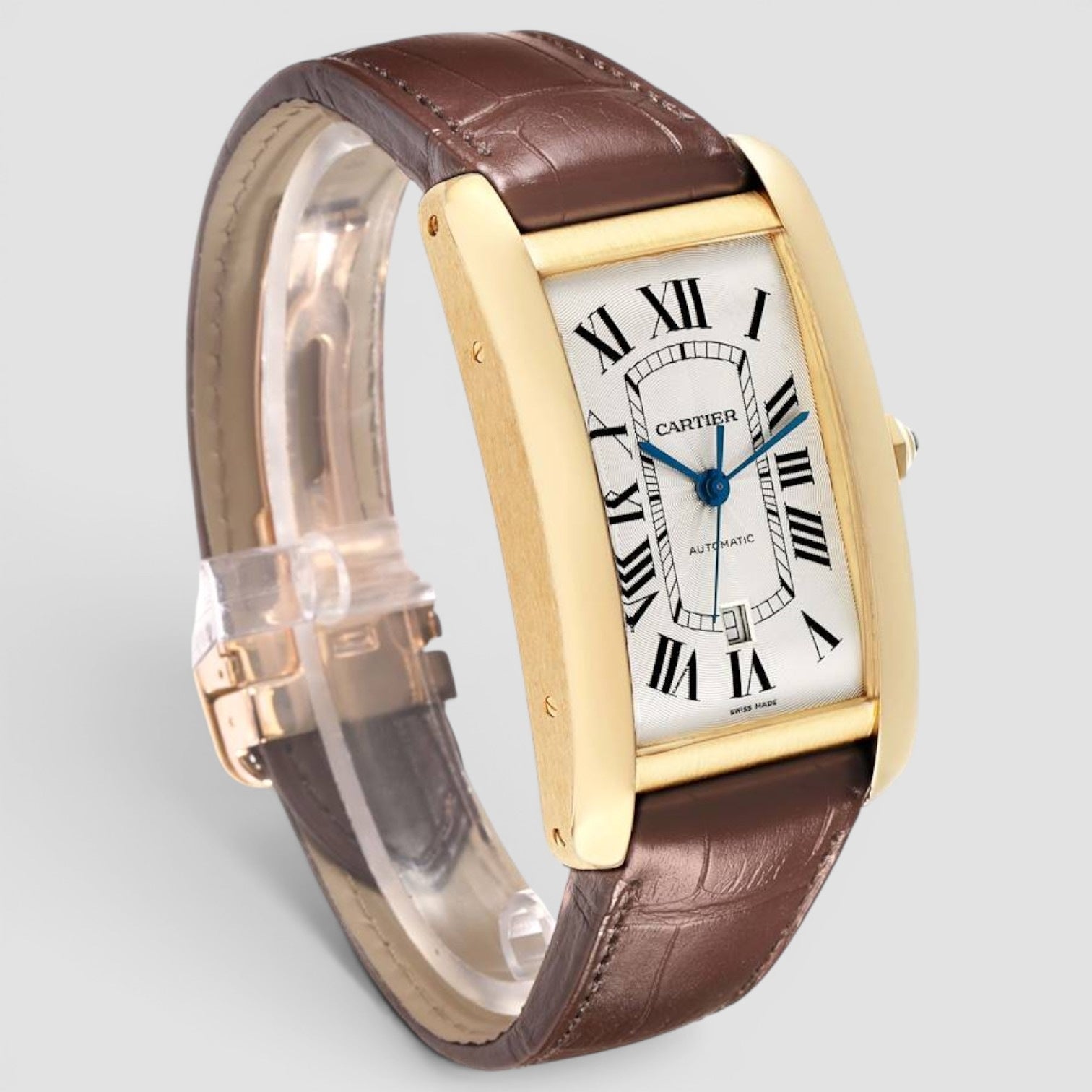Tank Américaine XL 18K Yellow Gold Silver Guilloché Dial