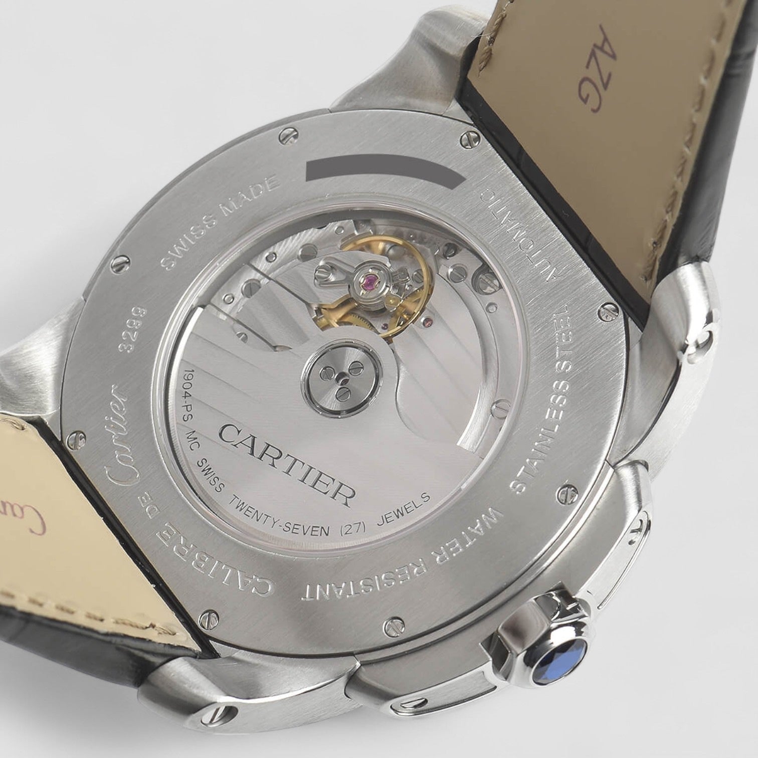 Calibre Steel Rose Gold Silver Dial Mens Watch