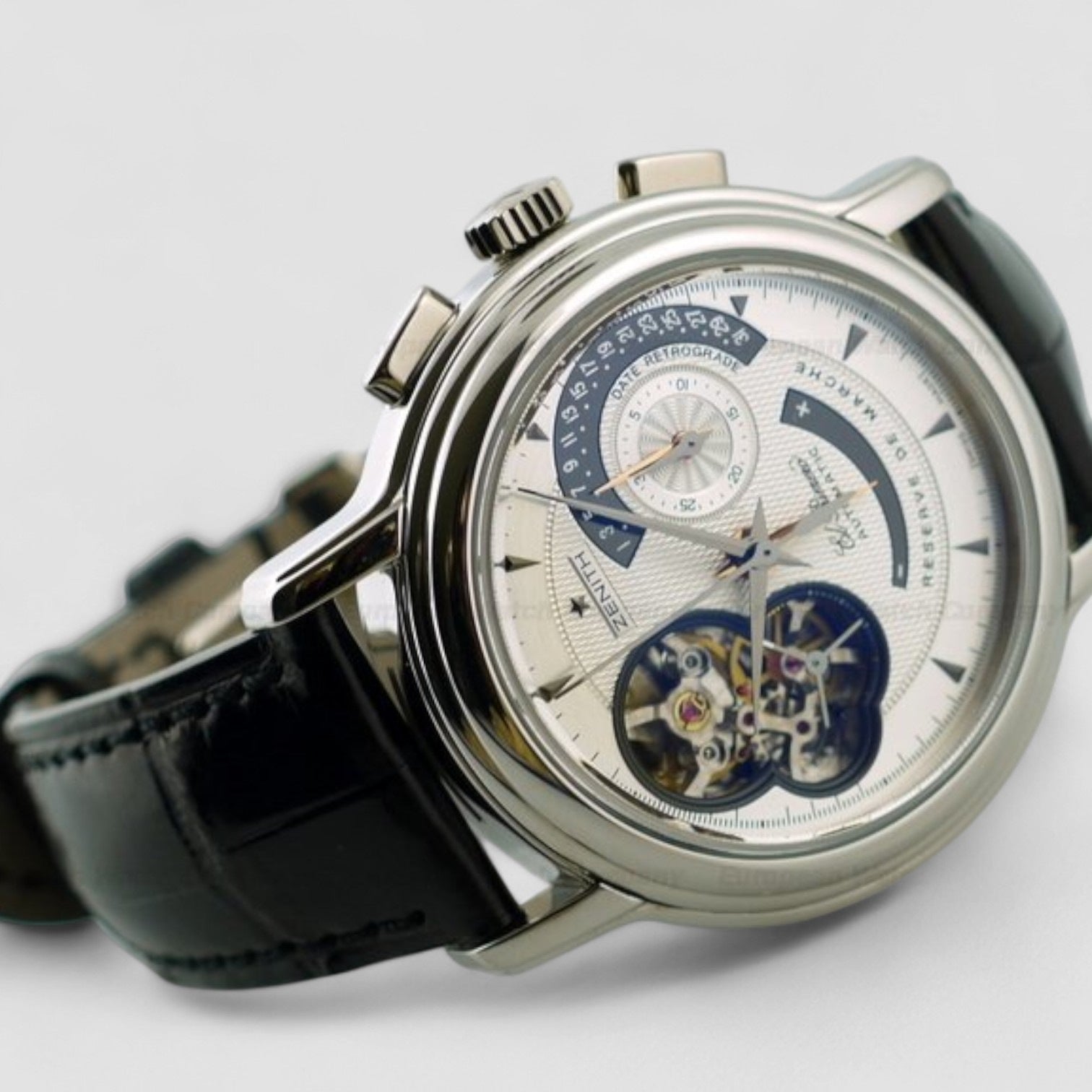 Chronomaster T Open Date Retrograde Platinum Silver Dial