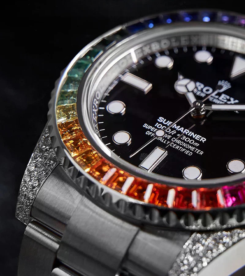 Submariner – 41mm – Black Dial – Custom Diamond-Set – Rainbow bezel - Iced Out