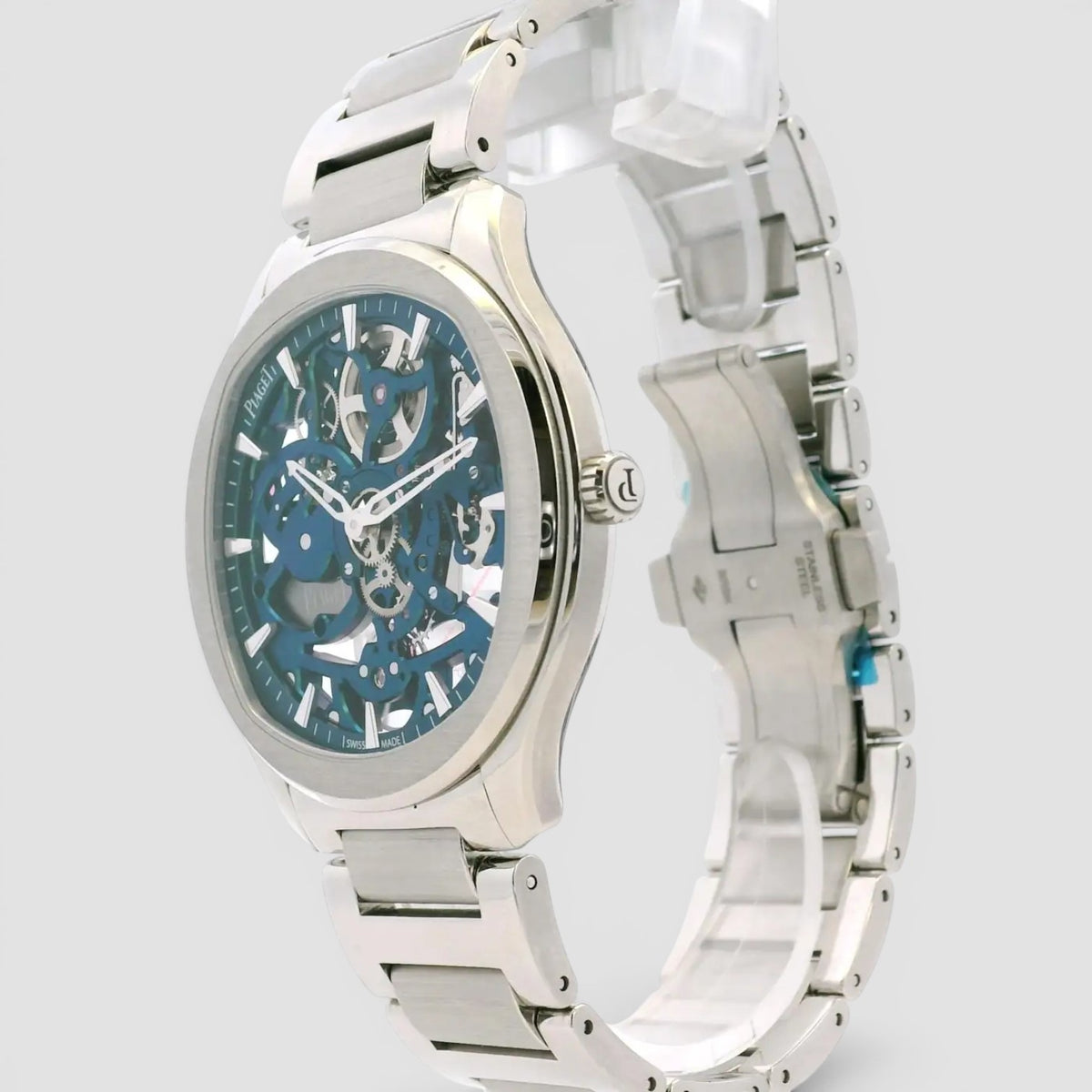 Skeleton 42mm Stainless Steel Green Dial
