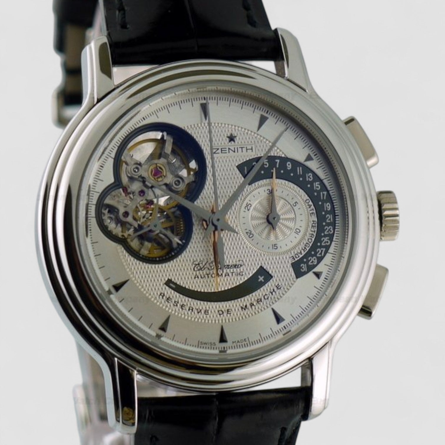 Chronomaster T Open Date Retrograde Platinum Silver Dial