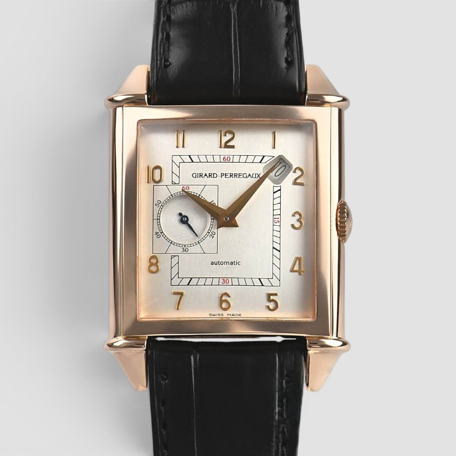 Vintage 1945 18K Rose Gold Silver Dial