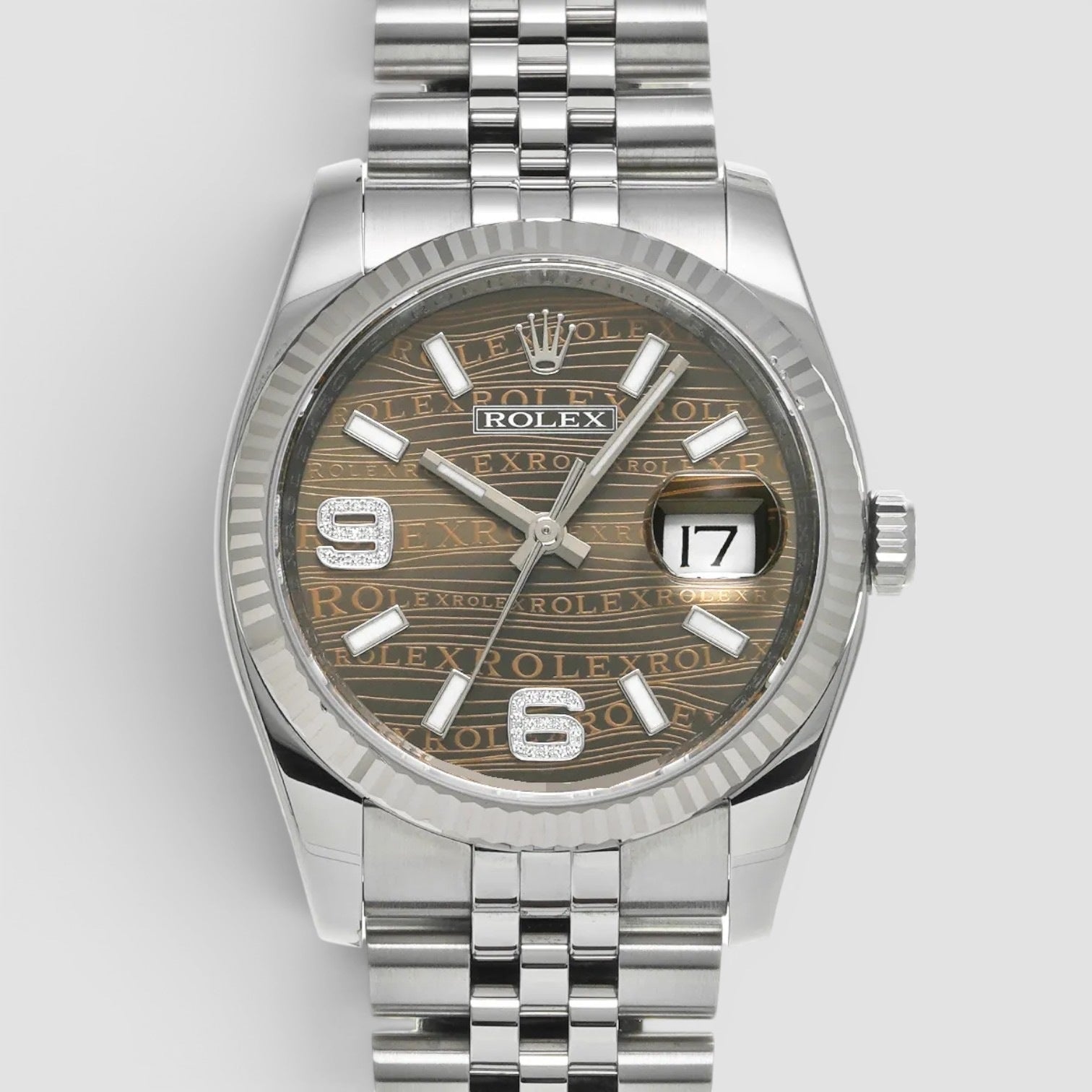 Datejust 36 White Gold/Steel Bronze Waves Diamond Dial & Fluted Bezel Jubilee Bracelet