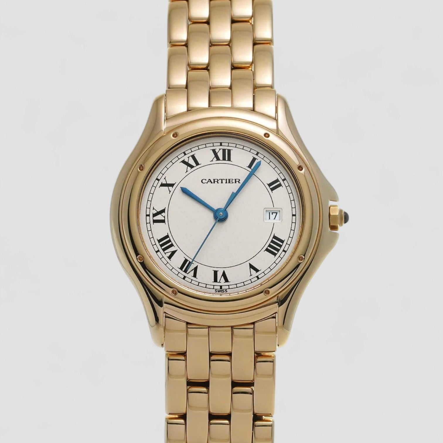 Cartier Cougar Yellow Gold Silver Dial Quartz Mens Watch W25013B9