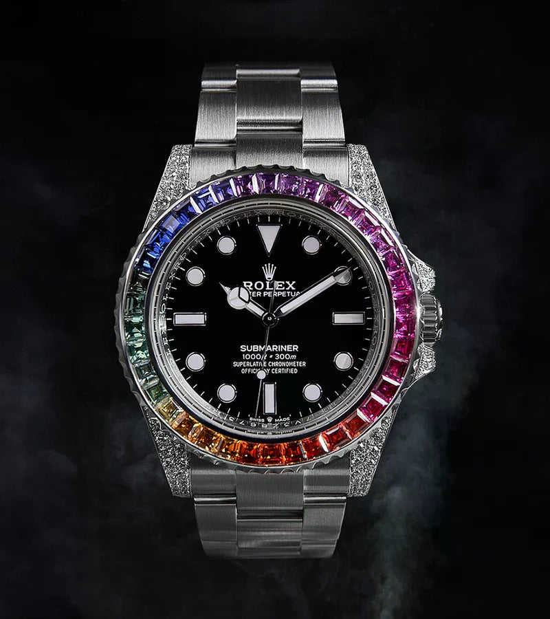 Submariner – 41mm – Black Dial – Custom Diamond-Set – Rainbow bezel - Iced Out