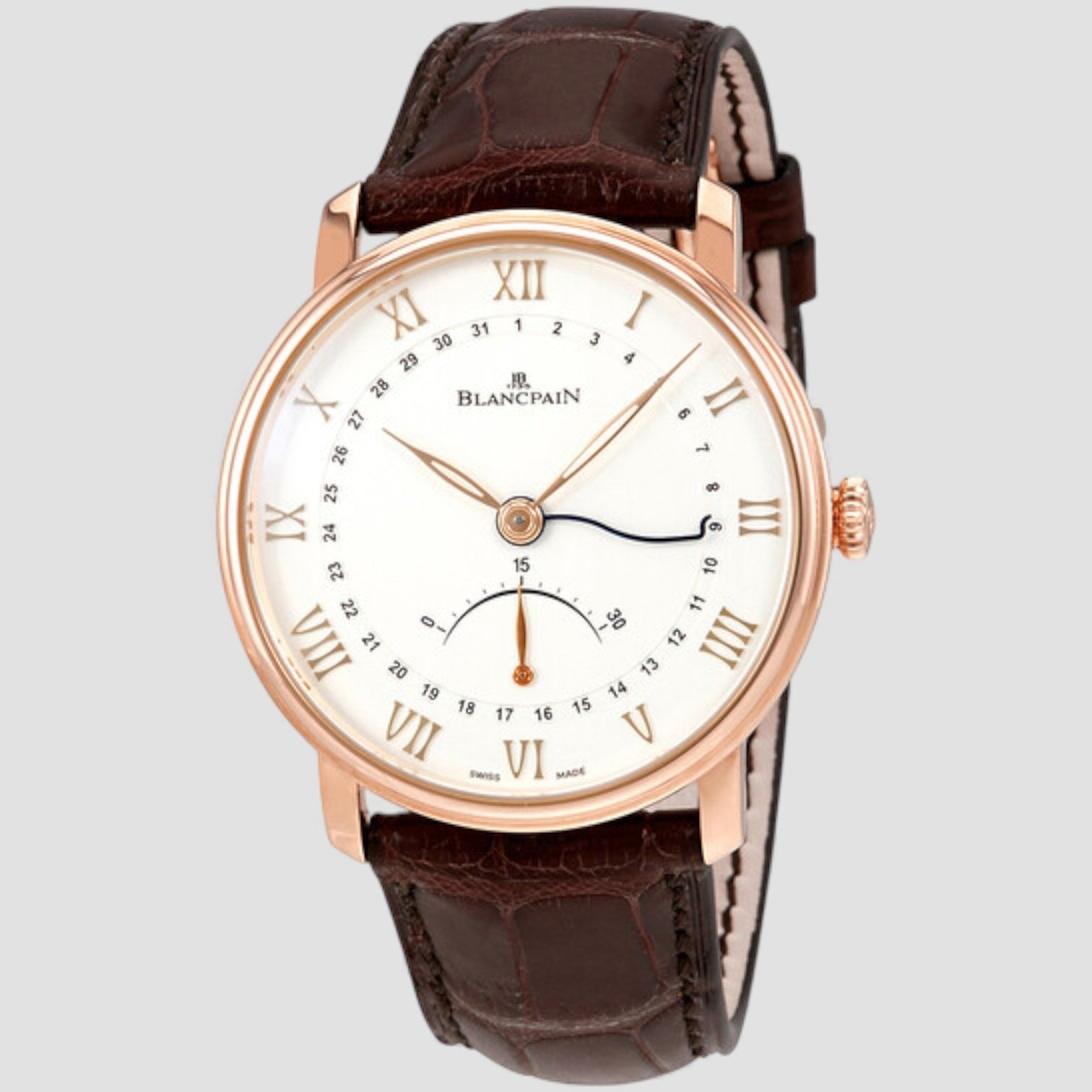 Ultra Slim Silver Dial 18K Rose Gold Men's Watch
